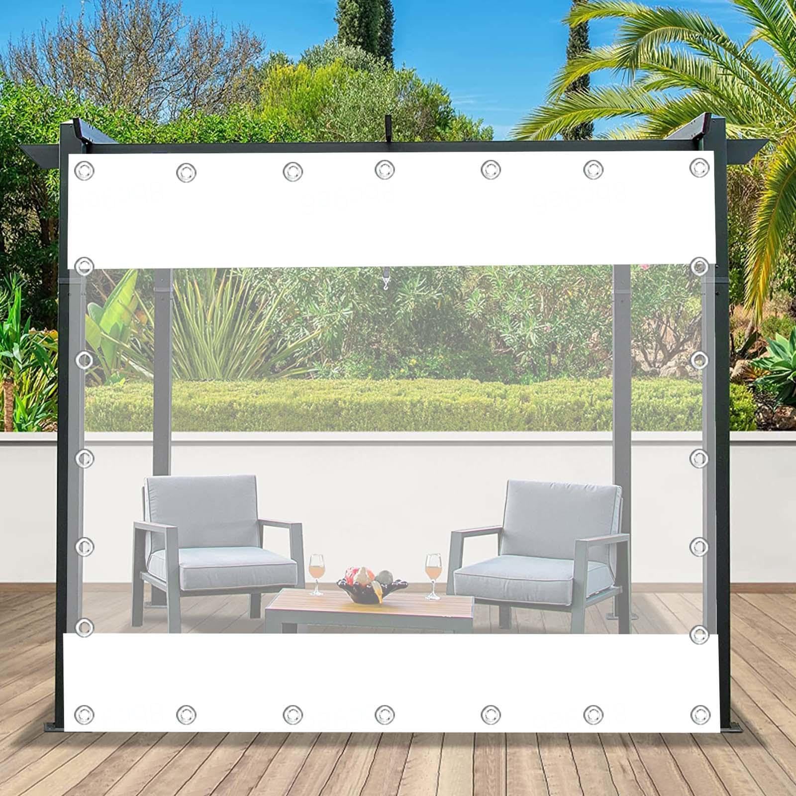 Gazebo White Transparent Tarpaulin Side Panels,Outdoor Waterproof Clear Tarp Curtains,Heavy Duty Pvc Tarp Cover Sheet With Grommets,Pergola Patio Porch Carport Rain Curtain,W×H-1.8×3m(5.9*9.8ft)