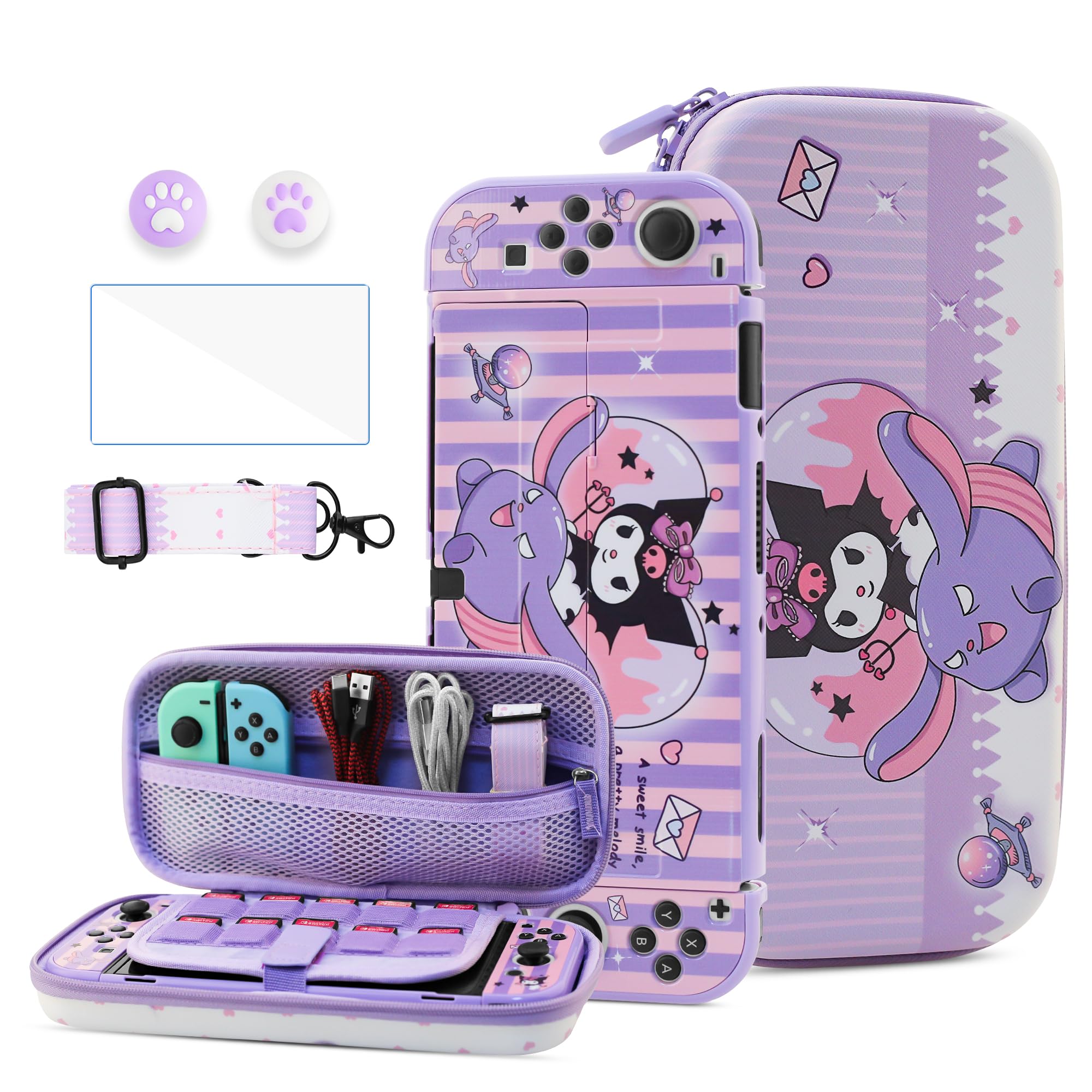 Amazon.com: HYPERCASE Cute Switch OLED Carrying Bag Purple Bunny