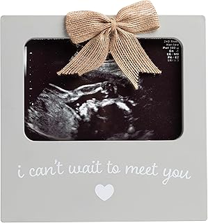Kate & Milo Baby Sonogram Photo Frame, I Can't Wait To Meet You Ultrasound Keepsake, Ideal Pregnancy Announcement, Nursery Décor, Baby Girl and Baby Boy Gift, Gray