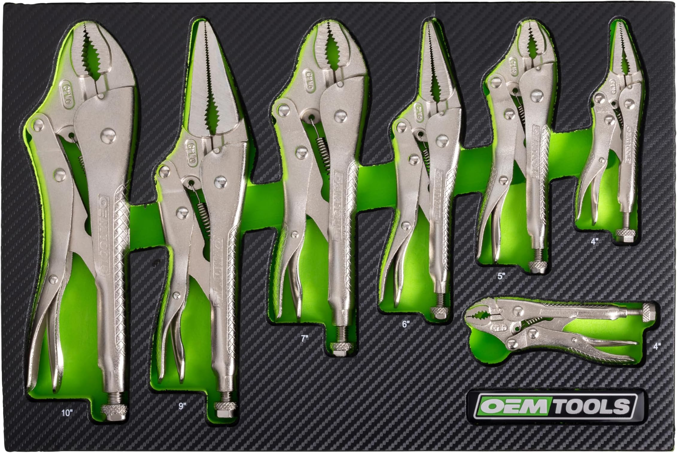 23987 7-Piece Set Locking Pliers, Curved and Long Nose Vise Grips for Gripping and Clamping Tasks, Precision-Machined Vise Grip Jaws, Heat-Treated Alloy Steel, Includes EVA Tray
