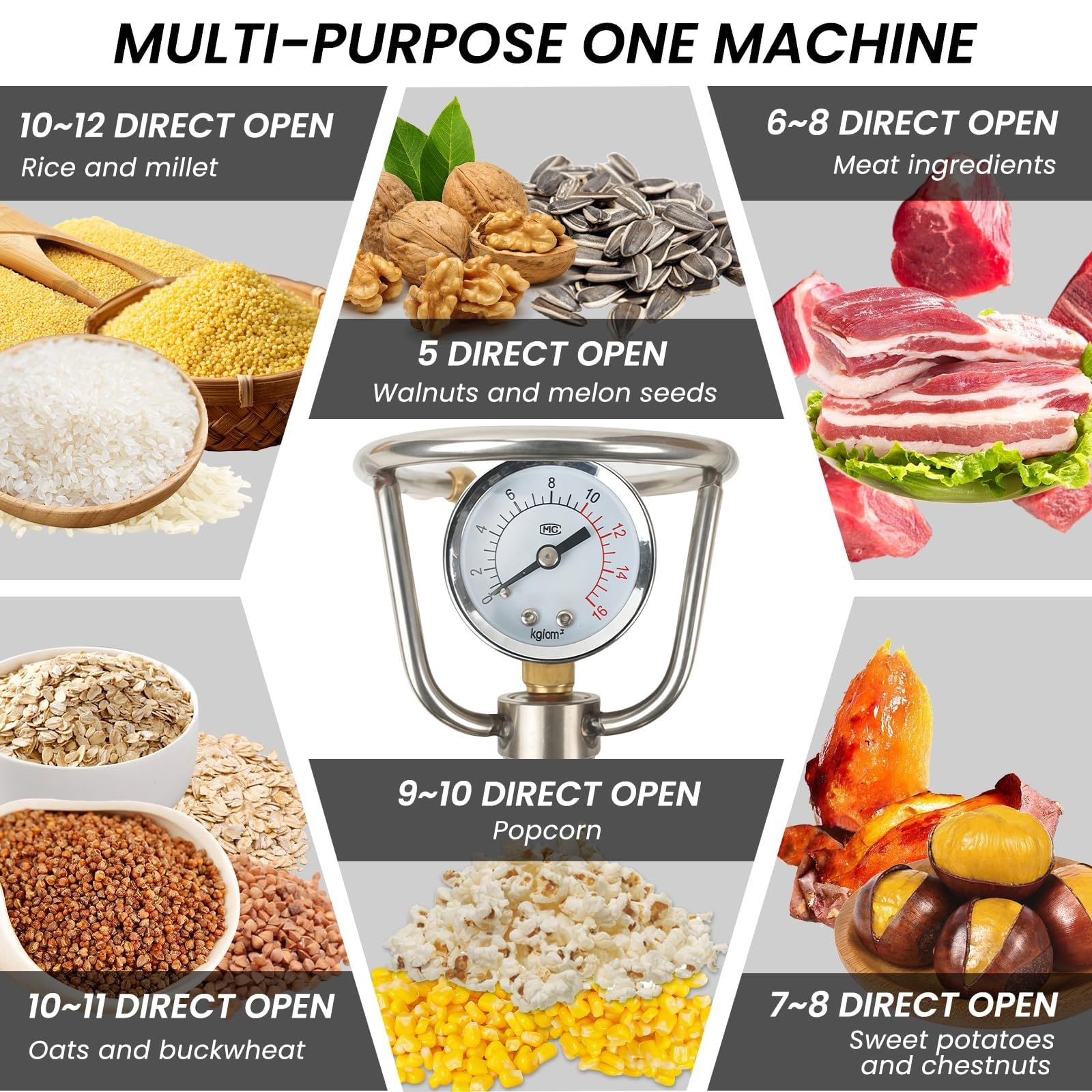 MáQuina De Palomitas MaíZ Vintage Con Mostrador, Acero Inoxidable 304, Para Hacer Palomitas MaíZ A PresióN Con Aire Caliente, Ideal Para Cine En Casa, Fiestas Y Salas Juegos(520ml)