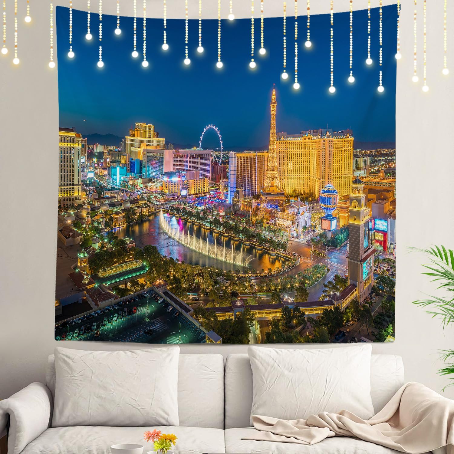 Shrahala Night Tapestry, Las Vegas Nevada Skyline Wall