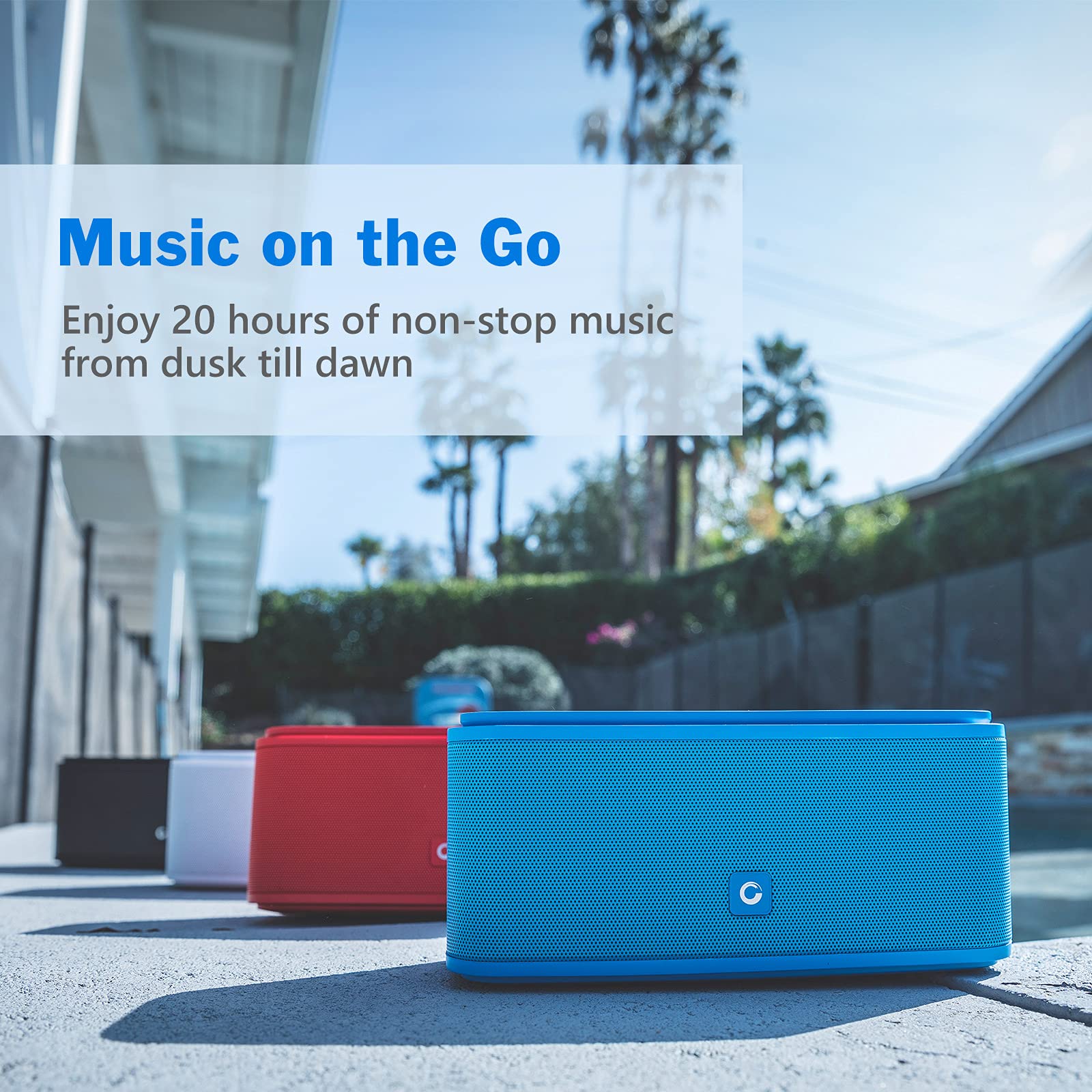 Bluetooth Speakers, DOSS SoundBox Touch Portable Wireless Bluetooth Speakers with 12W HD Sound and Bass, IPX5 Waterproof, 20H Playtime,Touch Control, Handsfree, Speakers for Home,Outdoor,Travel-Black