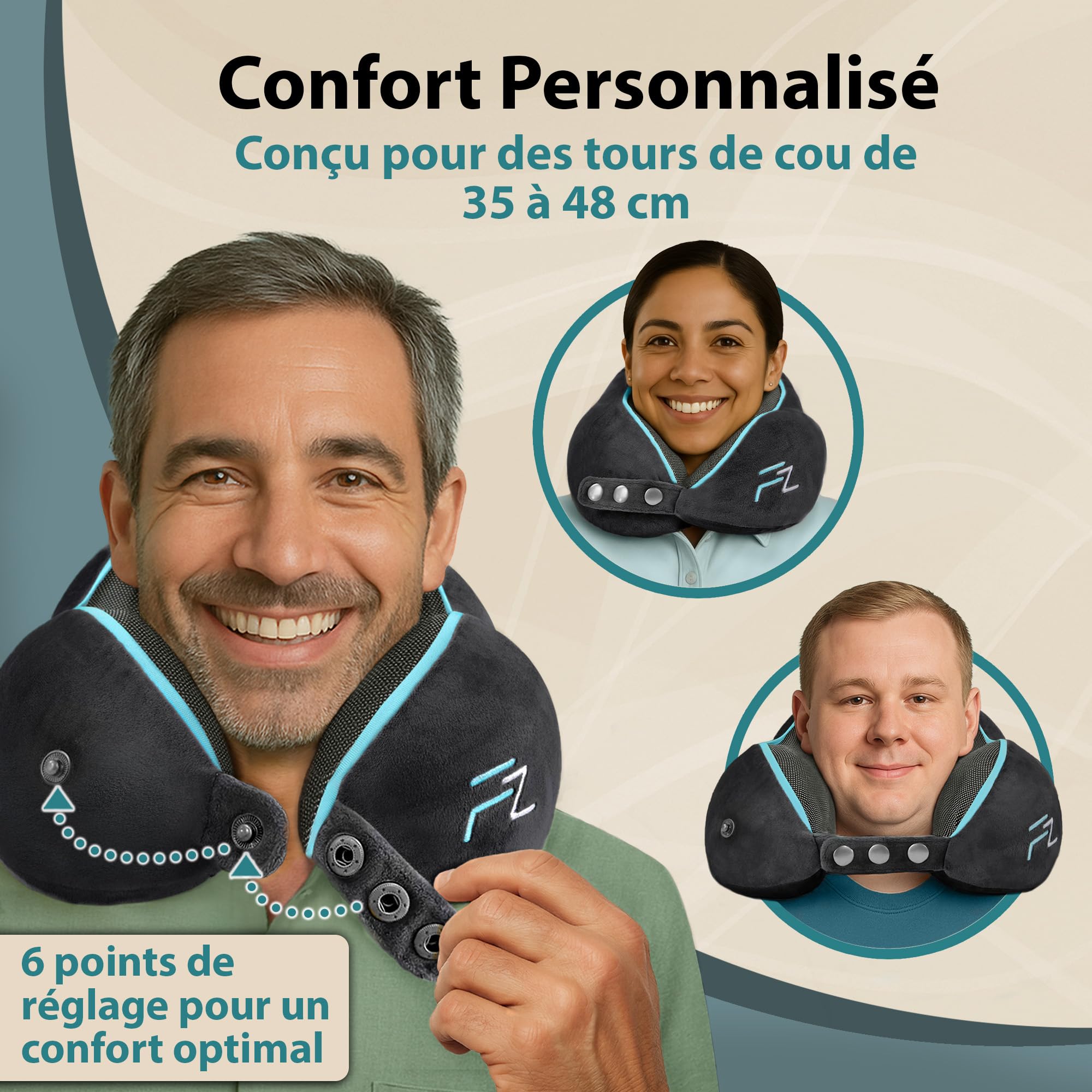Coussins de voyage COMFY Duo “Pour Lui et Pour Elle” : Gris et Noir