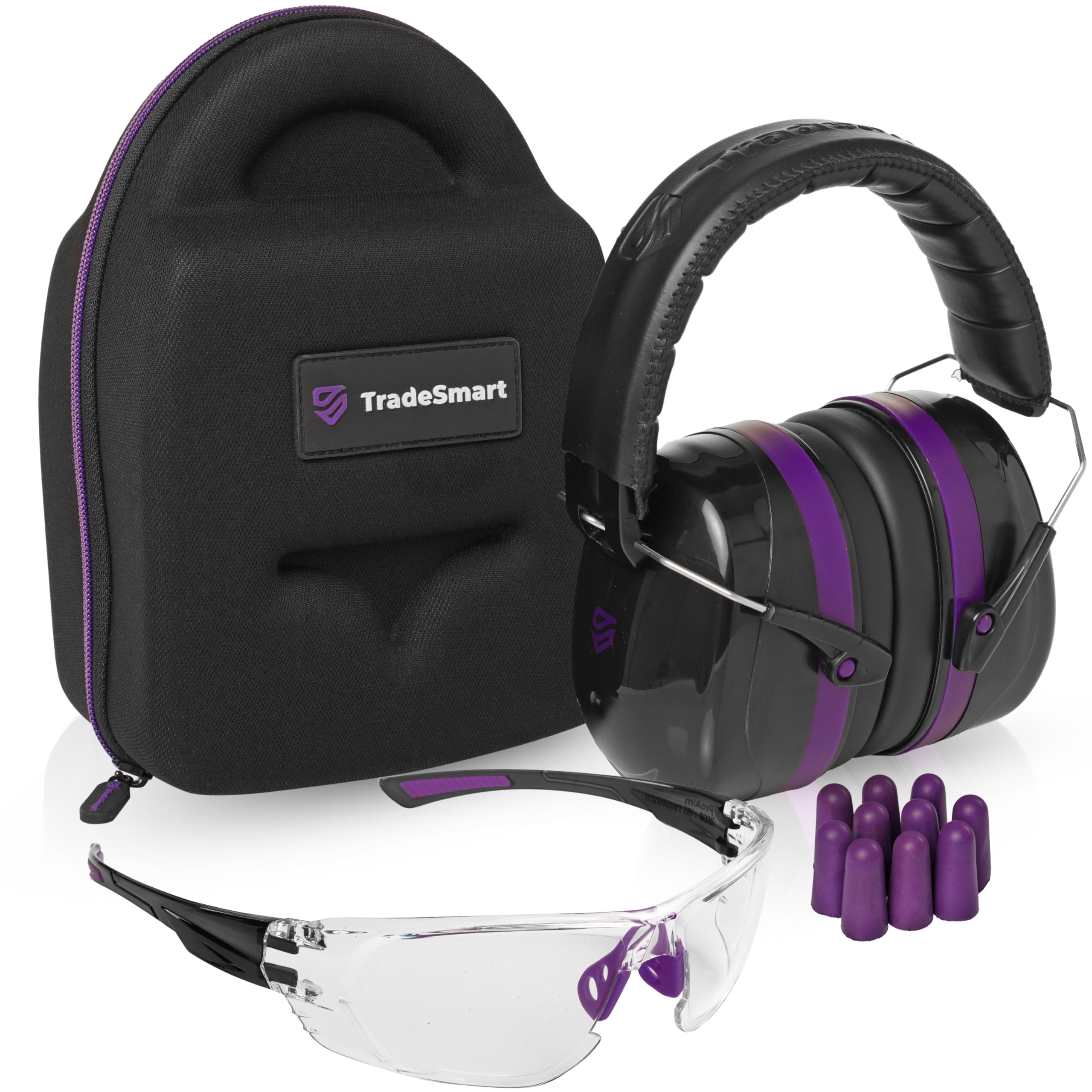 TRADESMART Fotografowanie nauszniki, okulary, zatyczki do uszu, etui ochronne, fioletowe, wielofunkcyjne