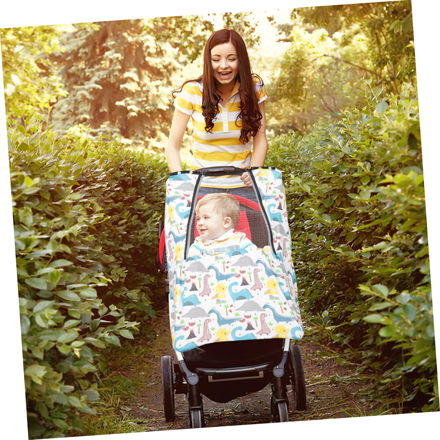 TOYANDONA 3pièces Housse De Siège Auto pour avec Motif Dinosaure Couverture Complète pour Poussette Et Siège Auto Confortable Et Respirante Idéale pour Extérieur Et