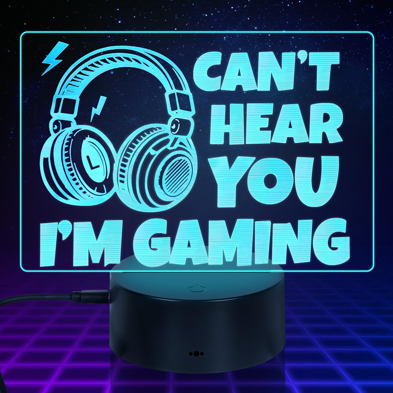 Easter Basket Stuffers Can't Hear You I'm Gaming Night Light for Teens Kids Funny Easter Birthday Gifts for Men Boyfriend Husband Gamers Teenagers Video Games Gaming Lamp with 7 Color Changing Touch