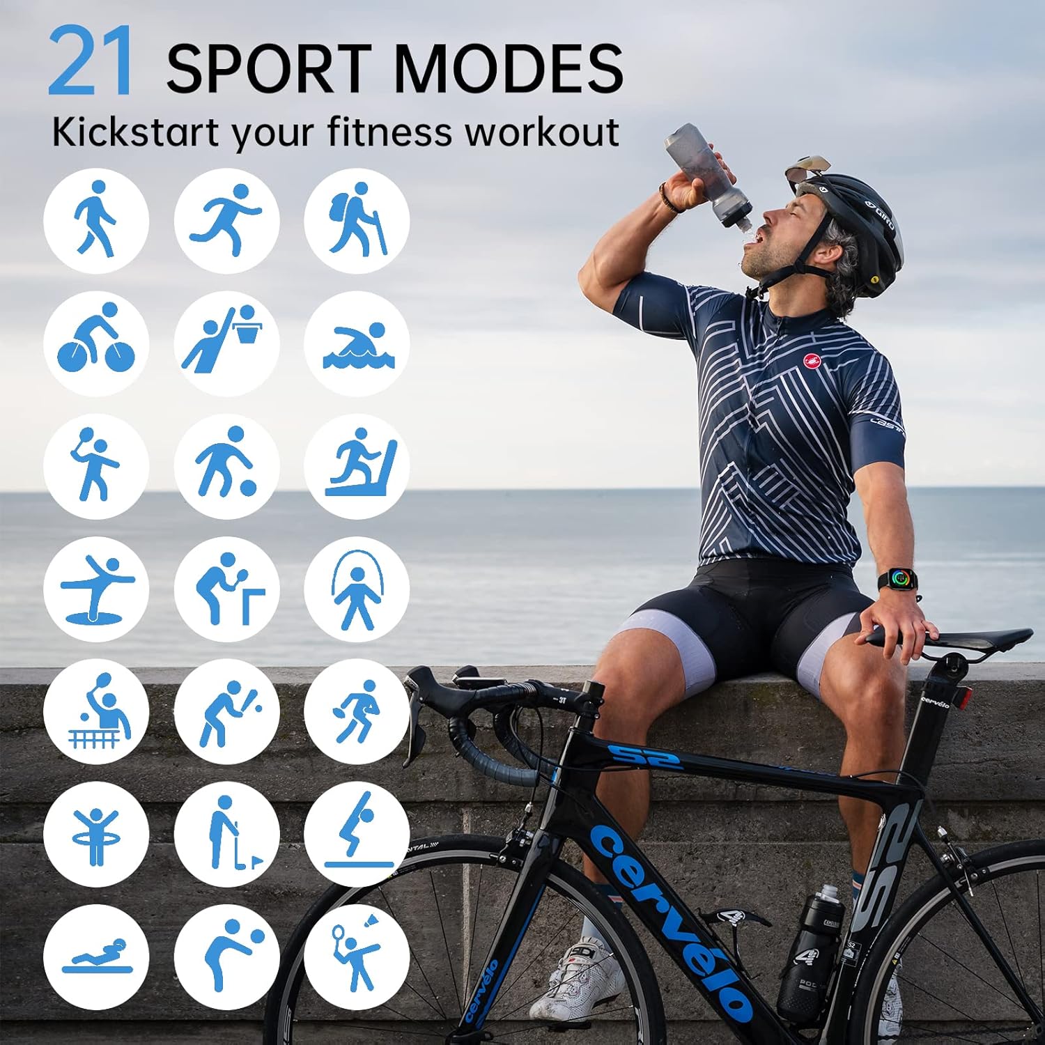 Coollia Smartwatch Uomo, Smart Watch 2,01 Orologio Intelligente con Contapassi Sonno Cardiofrequenzimetro, Impermeabil IP68, Notifiche Messaggi,21 Sportivo, Contapassi Conta Calorie per Android iOS