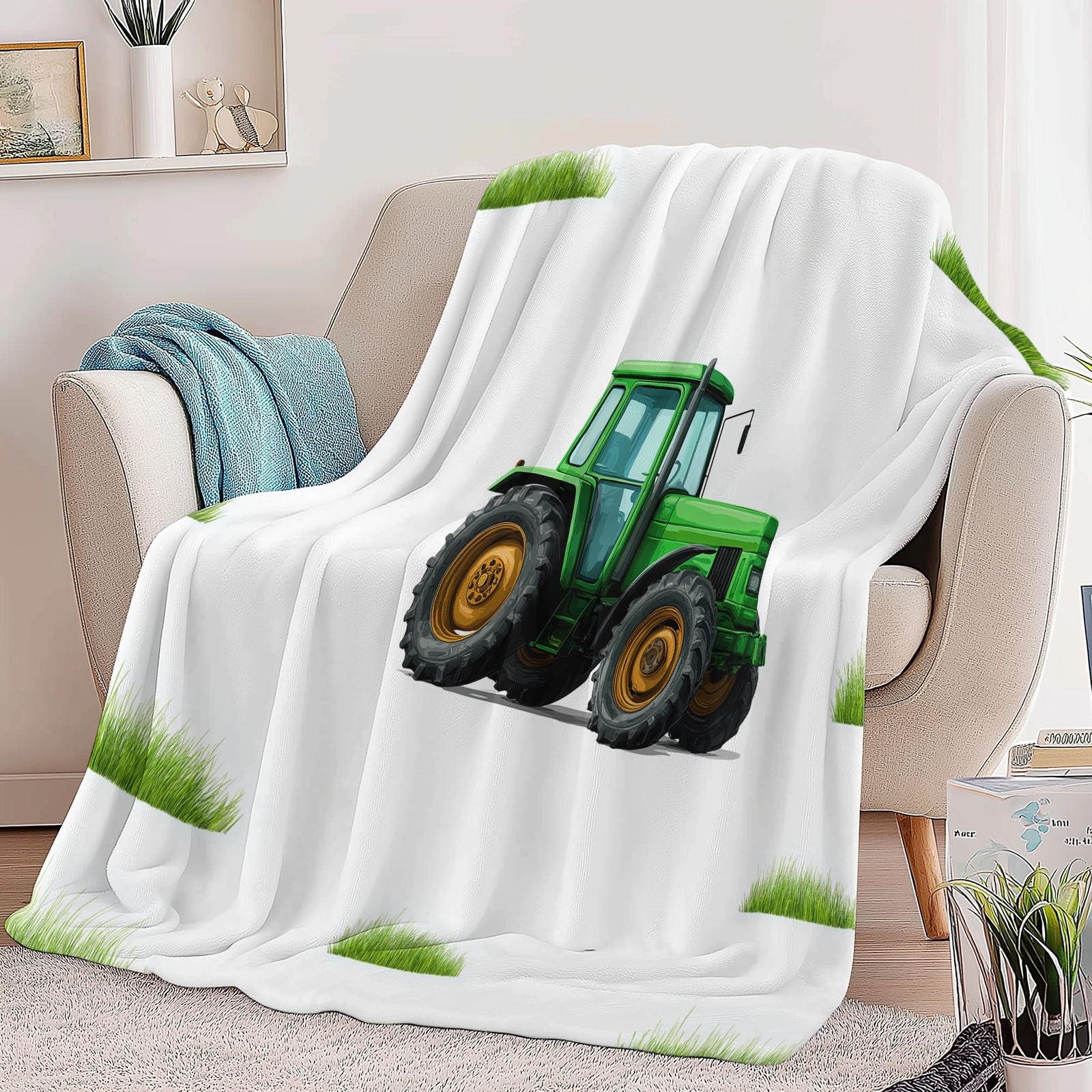 Puszysty koc flanelowy w stylu wiejskim, narzuta na sofę, łóżko, krzesło, miękka pościel z zielonej trawy, 220 x 240 cm, dekoracyjny, ultramiękki koc na łóżko dla dzieci, nastolatków, dorosłych