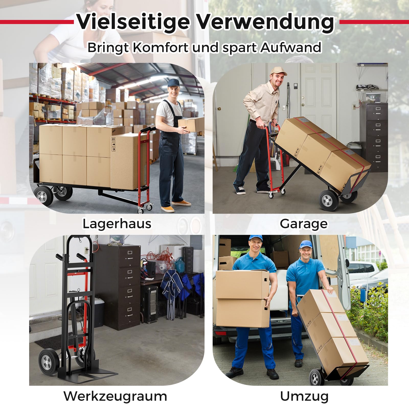 COSTWAY Wózek transportowy 3 w 1, wózek transportowy z obciążeniem do 360 kg/450 kg, wózek ręczny z 4 gumowymi oponami, w zestawie linka do wiązania, powierzchnia ładunkowa 25 x 29 cm / 130 x 38 cm
