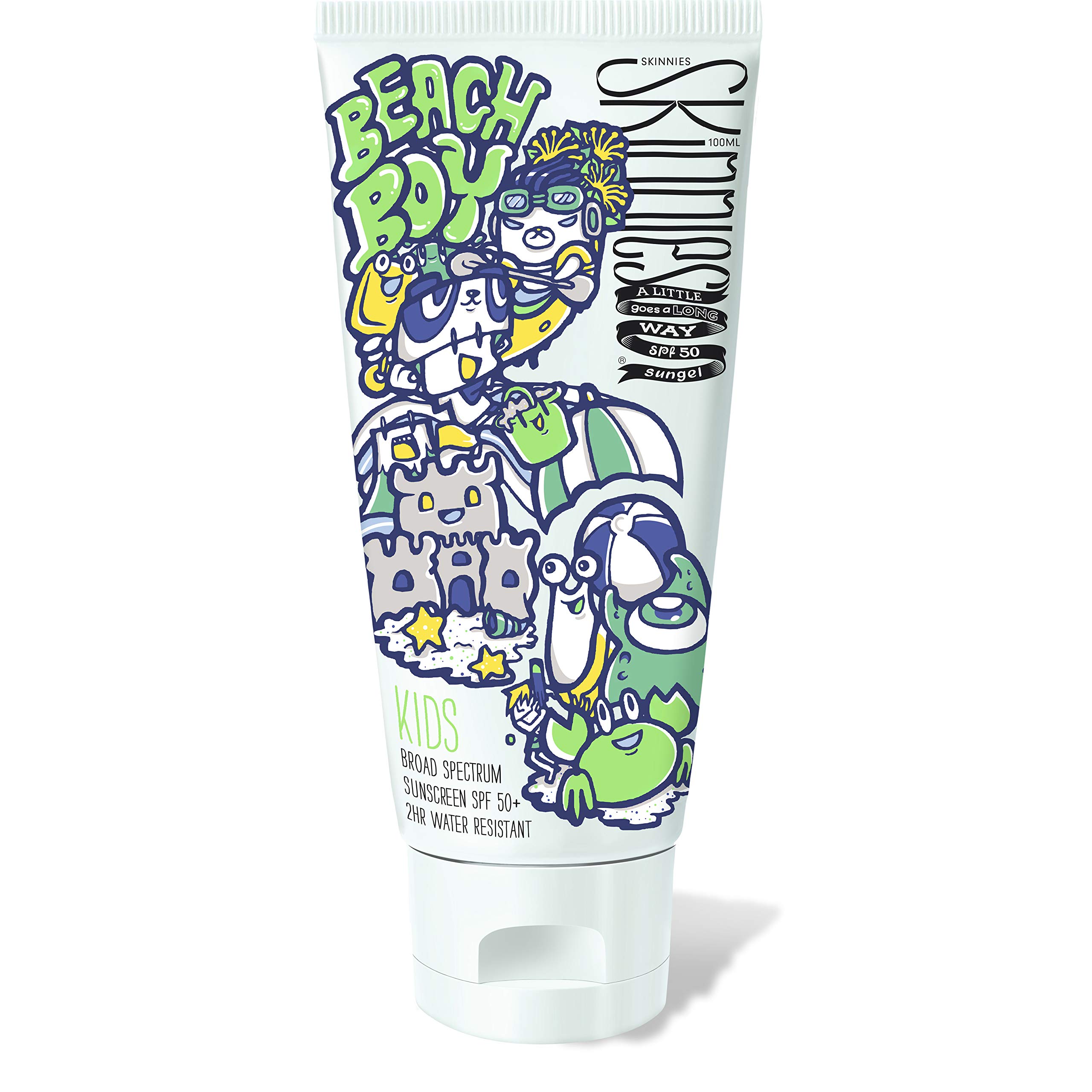 Skinnies KIDS Sun Cream Gel SPF50, Beach Boy, Broad Spectrum, Water Resistant, 100ml