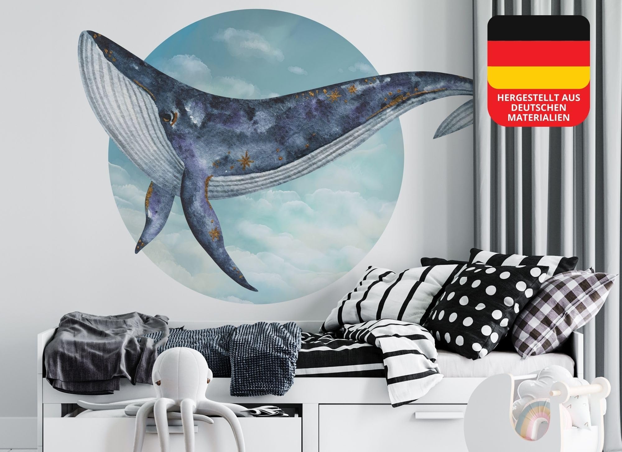 Osomhome Wandtattoo Kinderzimmer Mädchen & Junge: Wal, Meer (160x100cm) | Kinderzimmer & Babyzimmer Deko | Wandsticker & Wanddeko Kinderzimmer | Wandaufkleber Kinderzimmer Wall Stickers os9422