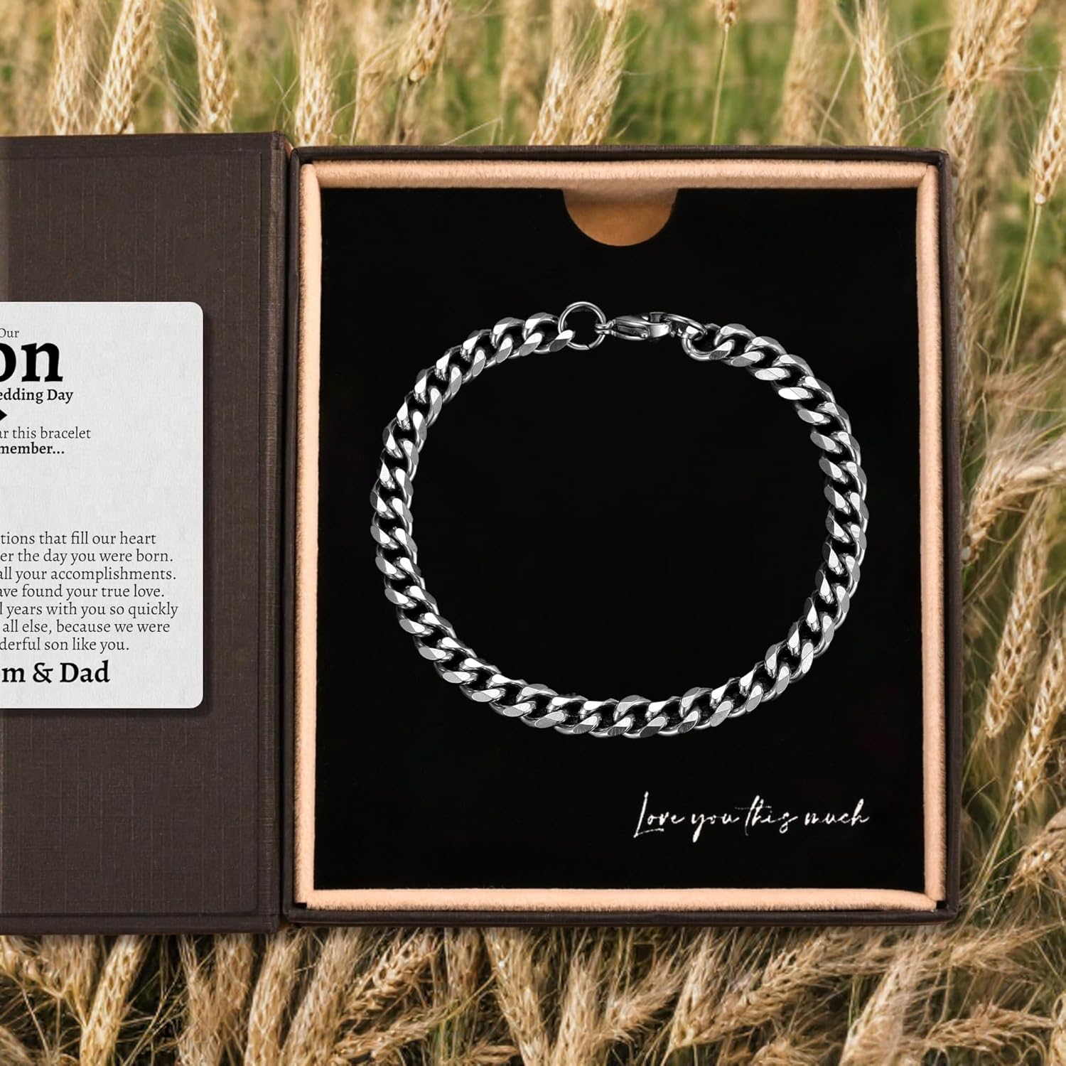 Cuban Link Bracelet for Groom - Sentimental Wedding Gift from Parents to Son on His Special Day