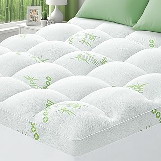 Queen Mattress Topper Viscose Made from Bamboo Pillow Top Mattress Pad for Back Pain Relief Mattress Cover with Stretchable Pockets for 8-21 inches Naturally Cooling for Hot Sleepers