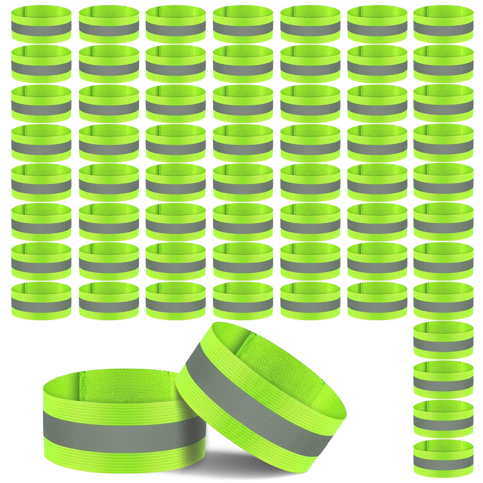Reflektierende Bänder für Handgelenk, Arm, hohe Sichtbarkeit, reflektierende Laufausrüstung, Sicherheits-Reflektorband, Bänder für nächtliche Spaziergänge, Laufen, 60 Stück