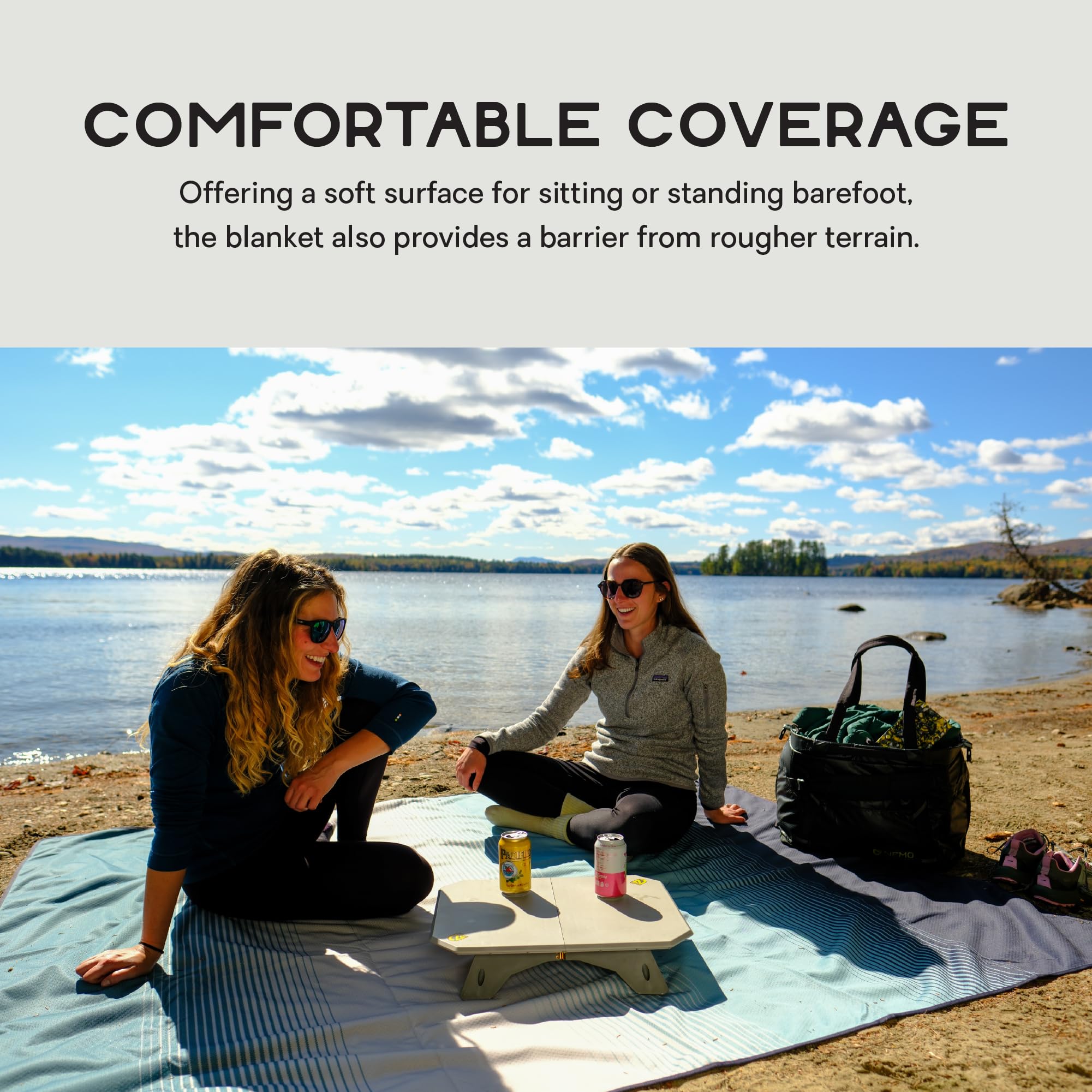 Victory Blanket - Sun Orange Stripe - X-Large | Waterproof, Durable, Packable, Tent Patio, Picnic, Beach, Bottle Opener
