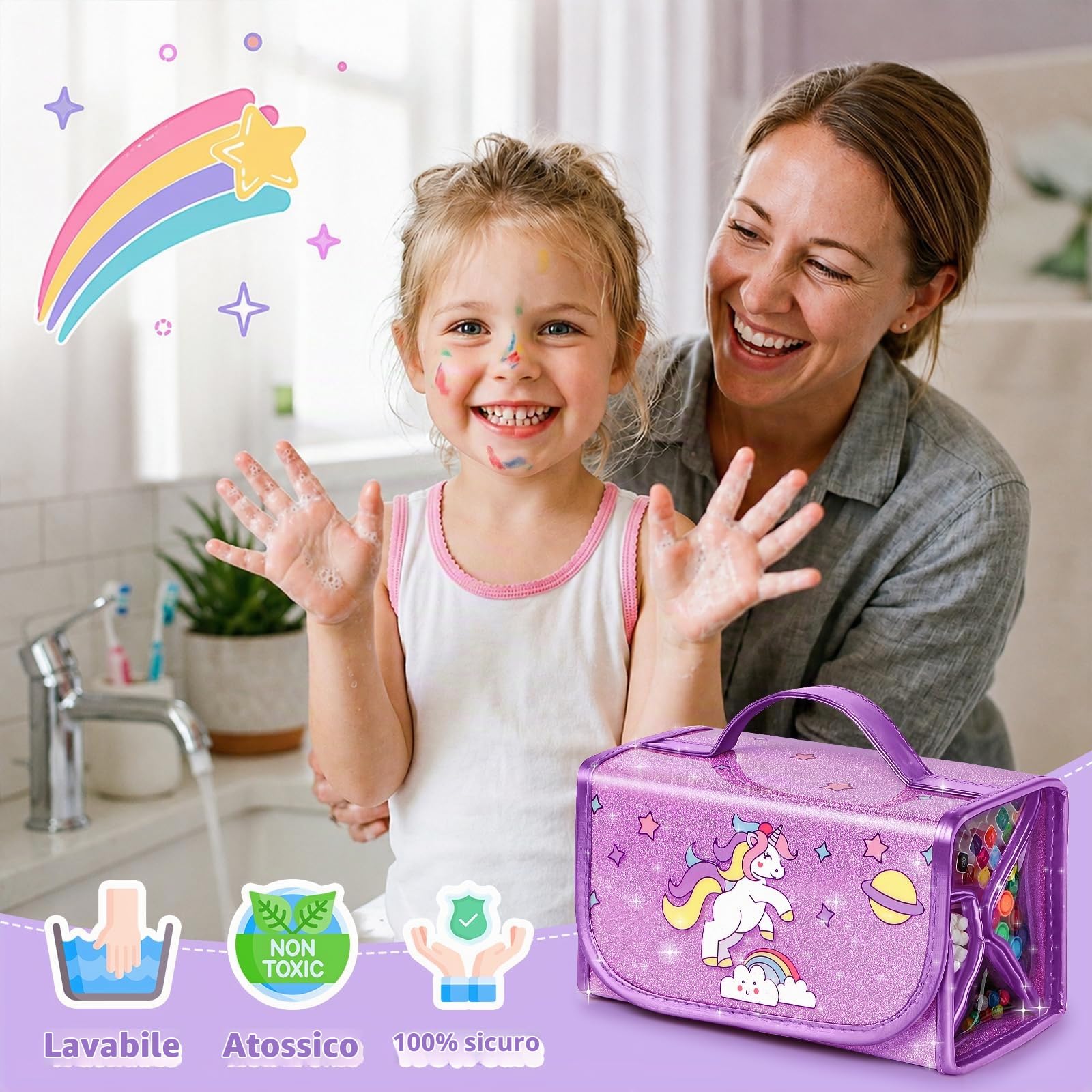 Hot Bee Unicorno Bambina Regalo - Astuccio e Valigetta Colori con Pennarelli Lavabili