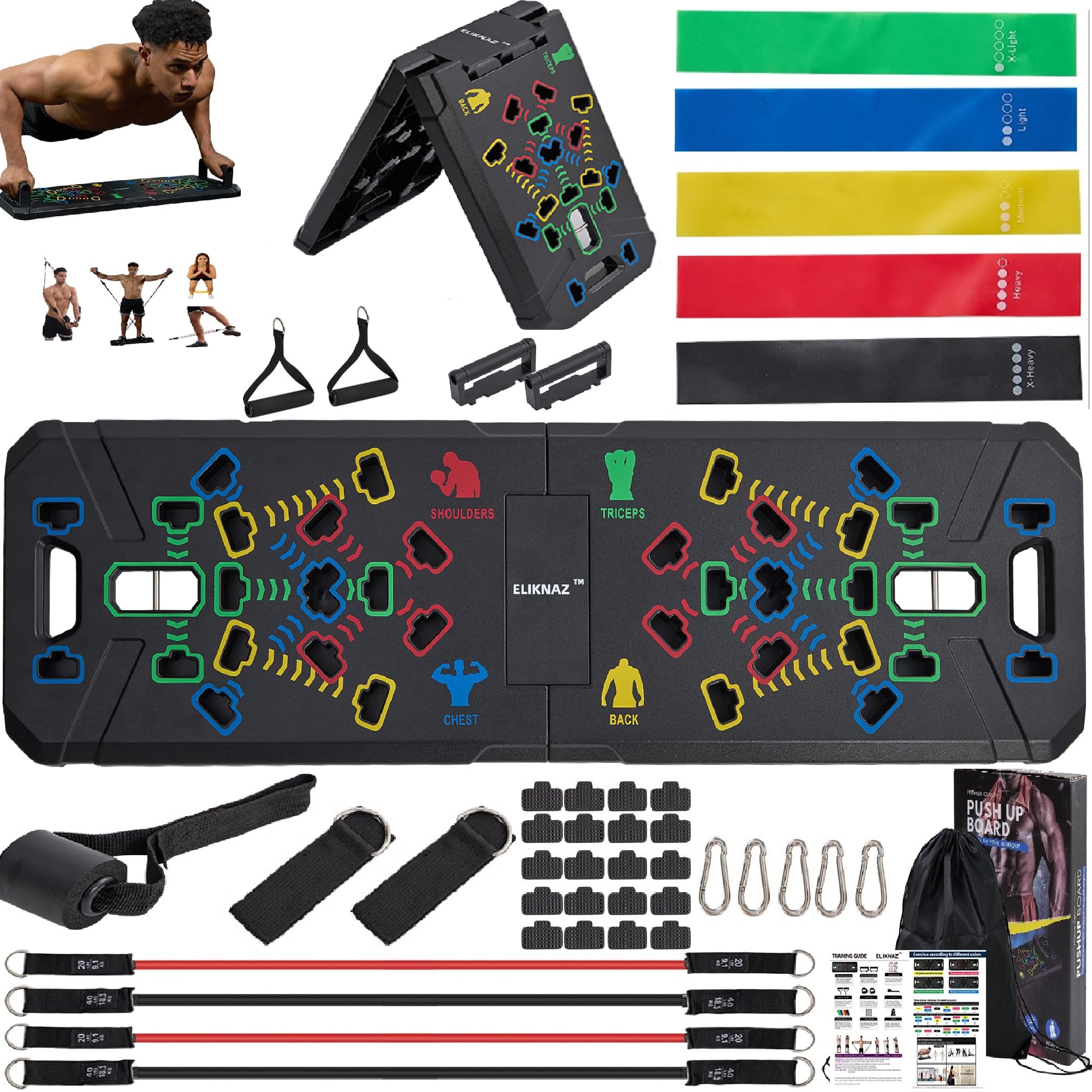 Amazon.com : Eliknaz Portable Push Up Board Gym Kit 25-in-1