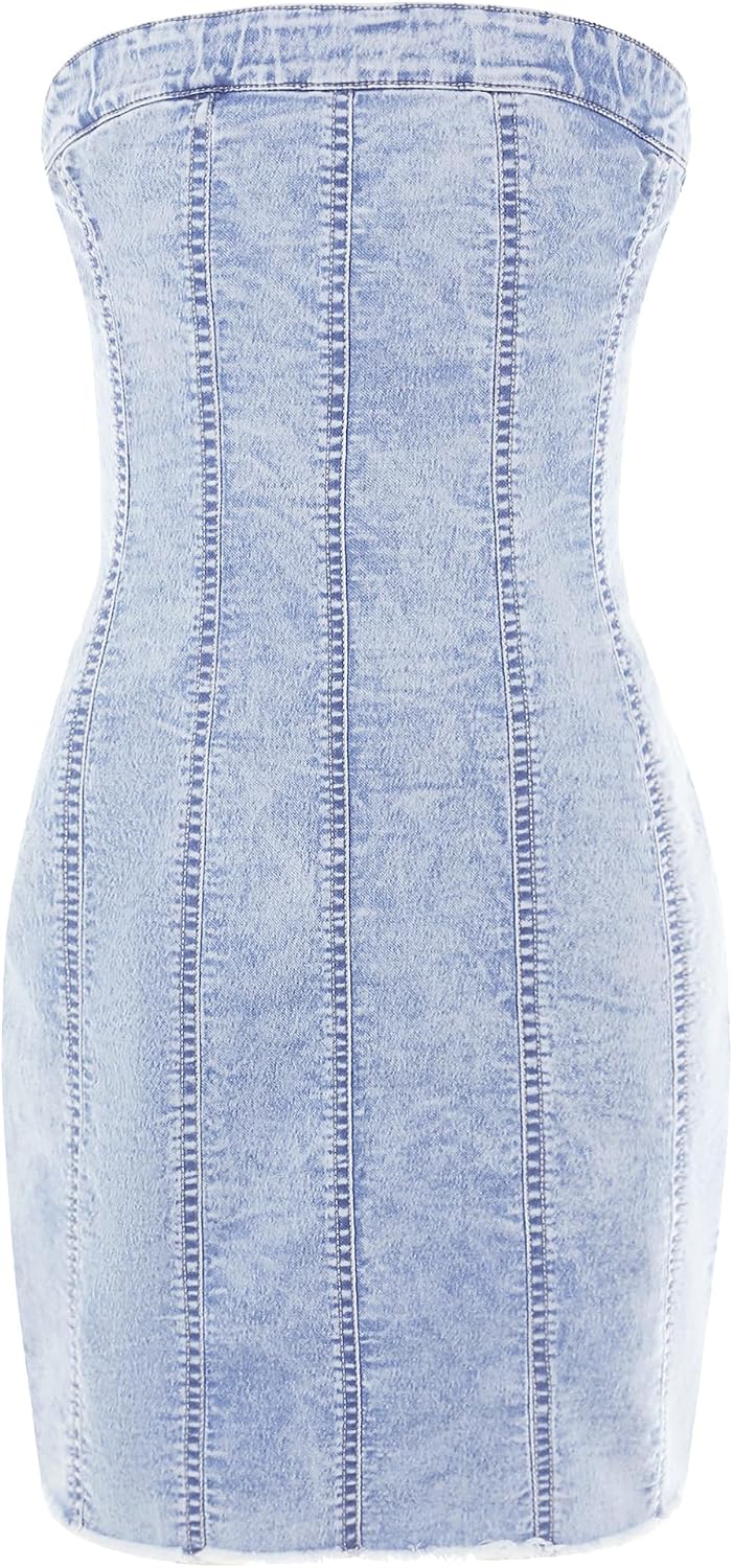 EXARUS Girls Denim Dress Spaghetti Strap/Strapless Jean Dresses Teen Casual Summer Tween Concert Party Kids 8-14Y