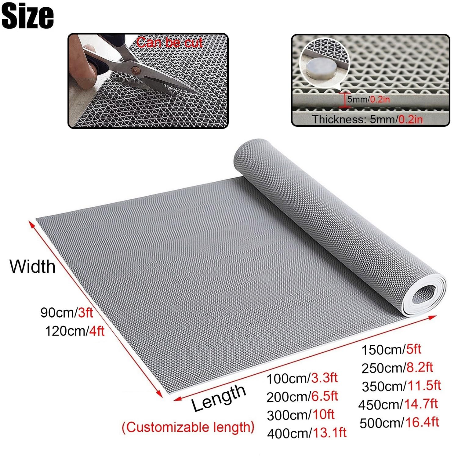 Alfombrilla de drenaje antideslizante, impermeable, de malla de PVC, para uso en interiores y exteriores, diseño rectangular, ideal para cocina, ducha, garaje