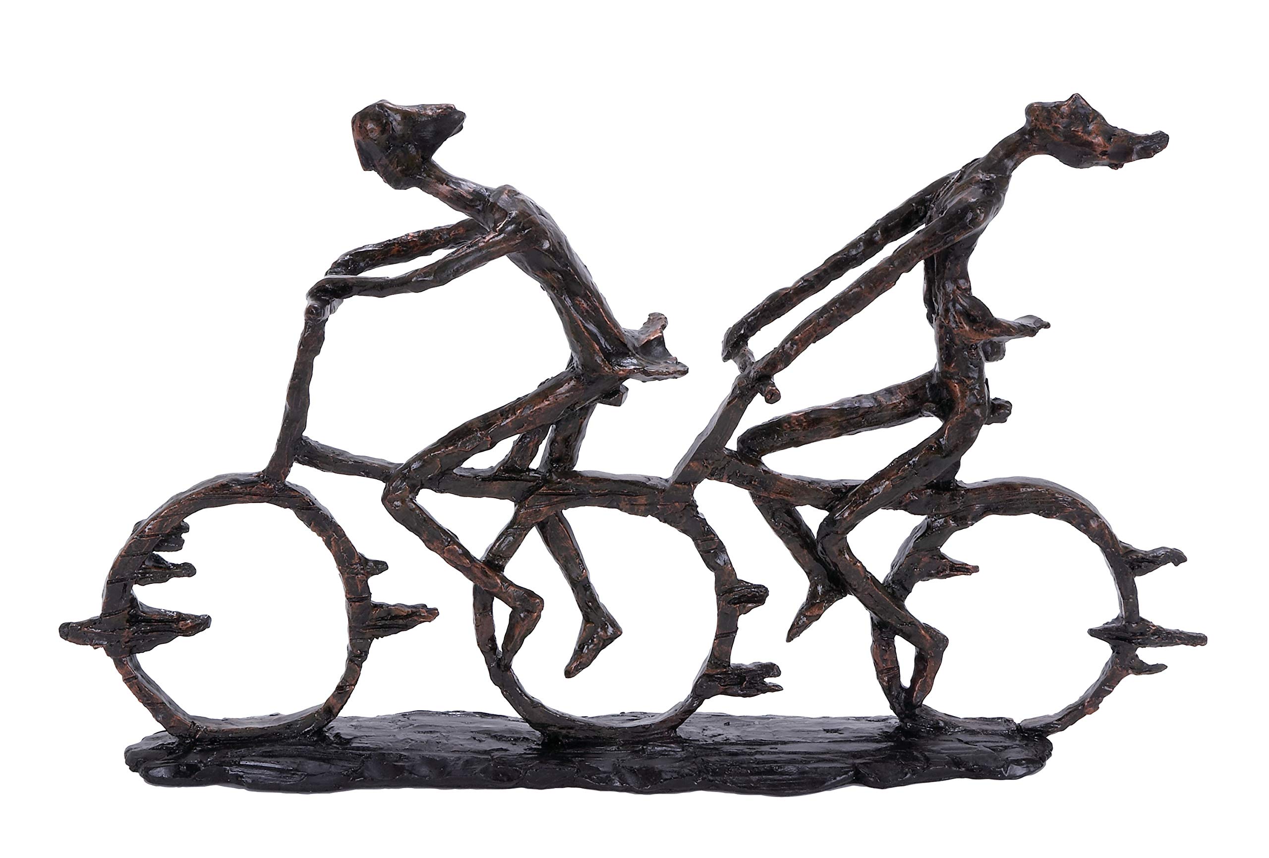 Deco 79 Polystone People Decorative Sculpture Home Decor Statue with Bike, Accent Figurine 21" x 3" x 13", Brass