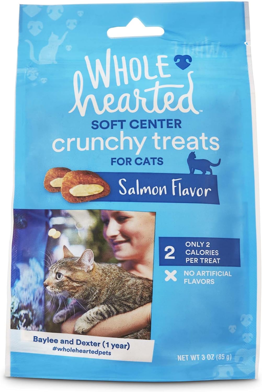 WholeHearted Soft Center Crunchy Salmon Flavor Treats for Cats, 3 oz