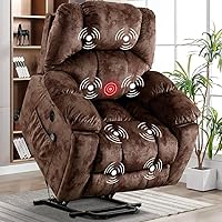 CANMOV Large Power Lift Recliner Chair with Massage, Heat, USB Ports & Hidden Cup Holders for Seniors (Camel Brown)