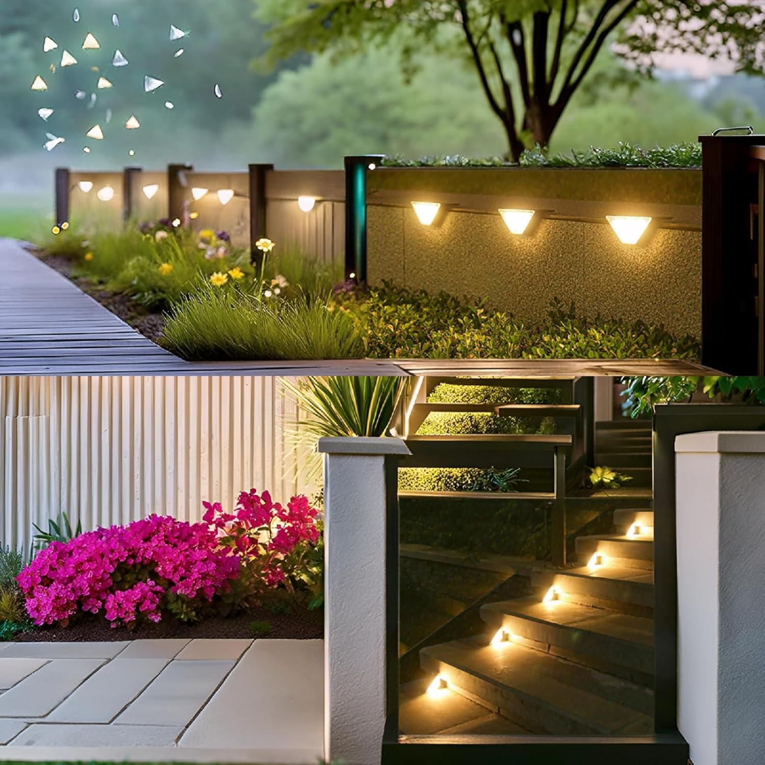 ASLIDECOR Solar Step Lights Outdoor 16 Pack,Warm White Solar Deck Light Waterproof LED Solar Fence Lighting Decor for Stair Patio Front Porch Balcony Wall Garden and Back Yard