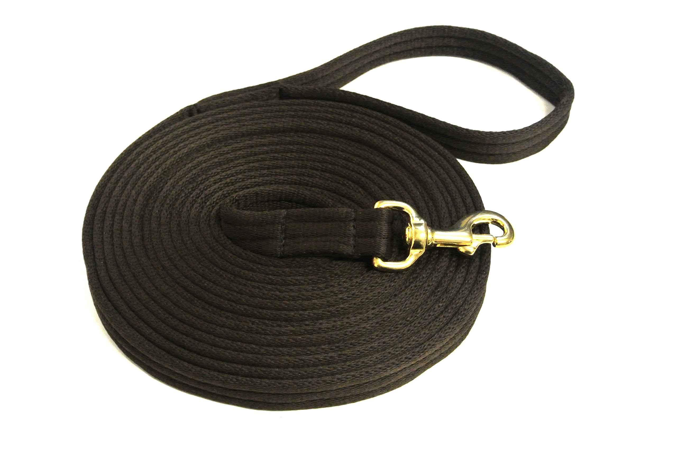 Horse Lunge Line/Large Dog Lead Leash 25mm Cushioned/Padded Air Webbing Strong Very Soft Durable Solid Brass Trigger Clip Made In The UK By Church Products UKยฎ (20ft Brown)