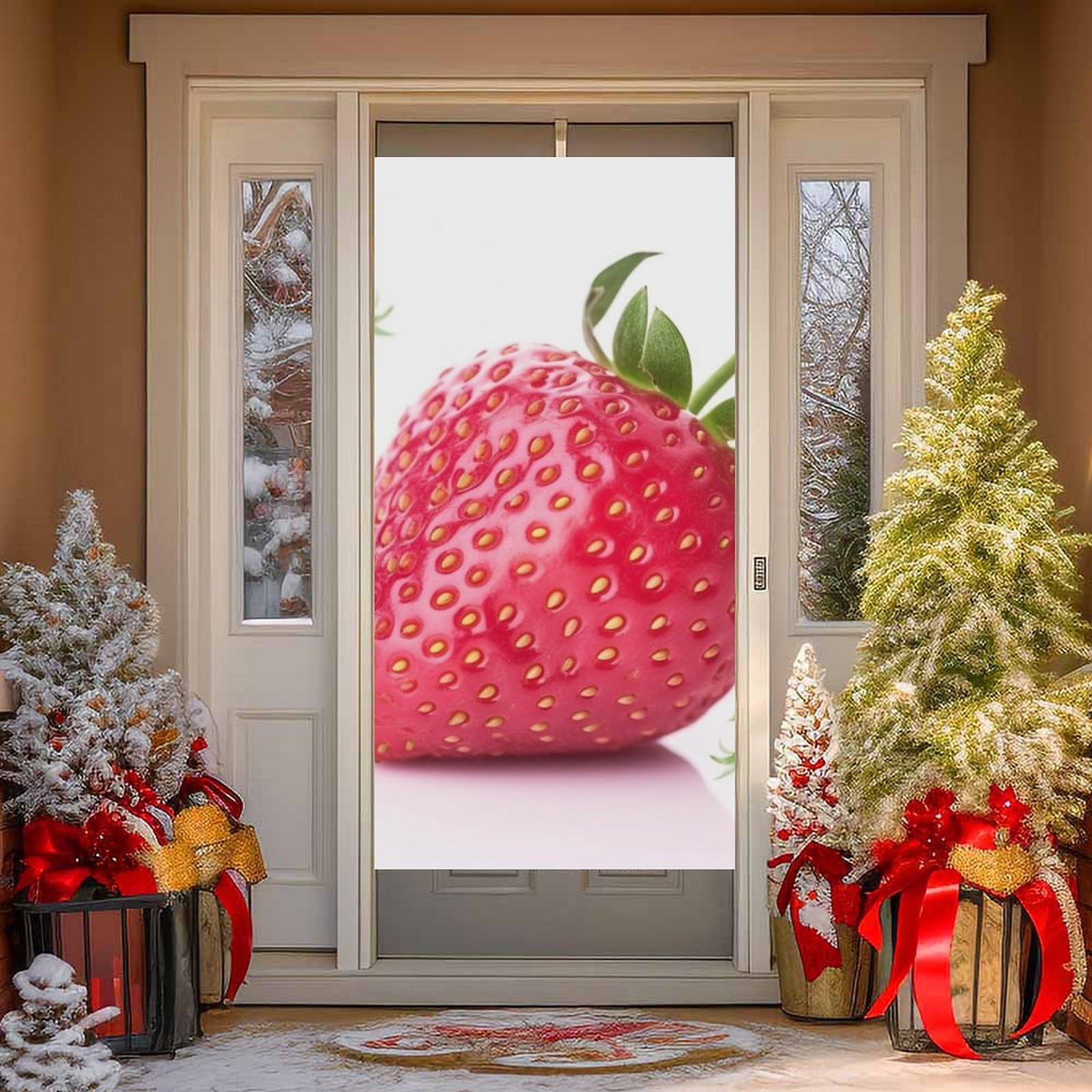 NTVOWPZO Strawberry Door Curtains for Doorway Privacy Dividers Door Banner Blackout Curtains Fabric Door Window Curtain for Home Bedroom Kitchen Decor 35.4x70.9 in Decorative Banner
