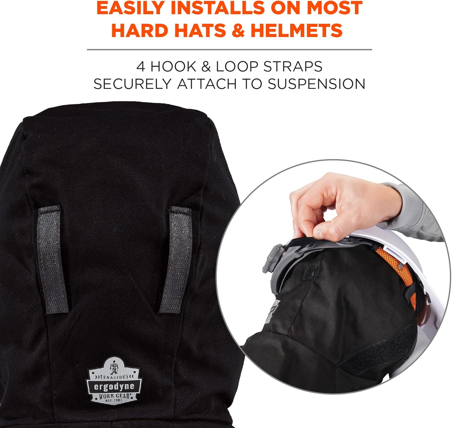 Ergodyne - 16840 Winter Hard Hat Liner, Thermal Fleece Lining, Chin Length, N-Ferno 6840,Black (Pack of 2)