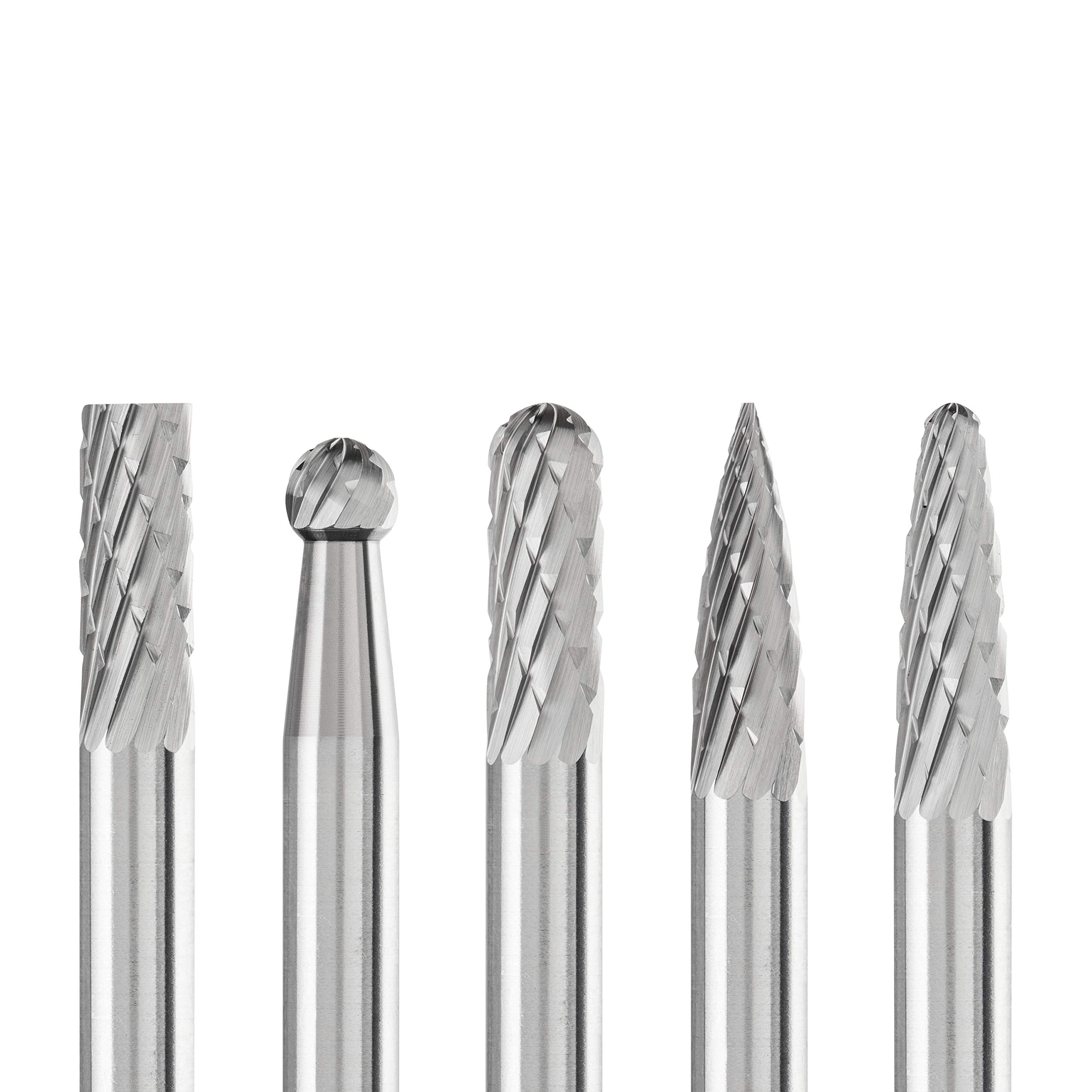 Pferd Juego de Fresas de Metal Duro 1506 D3Plus (6 millimeters, Mango 6 millimeters), 5 Fresas de Diferentes Formas dentado Universal 3Plus, en Caja de Plástico
