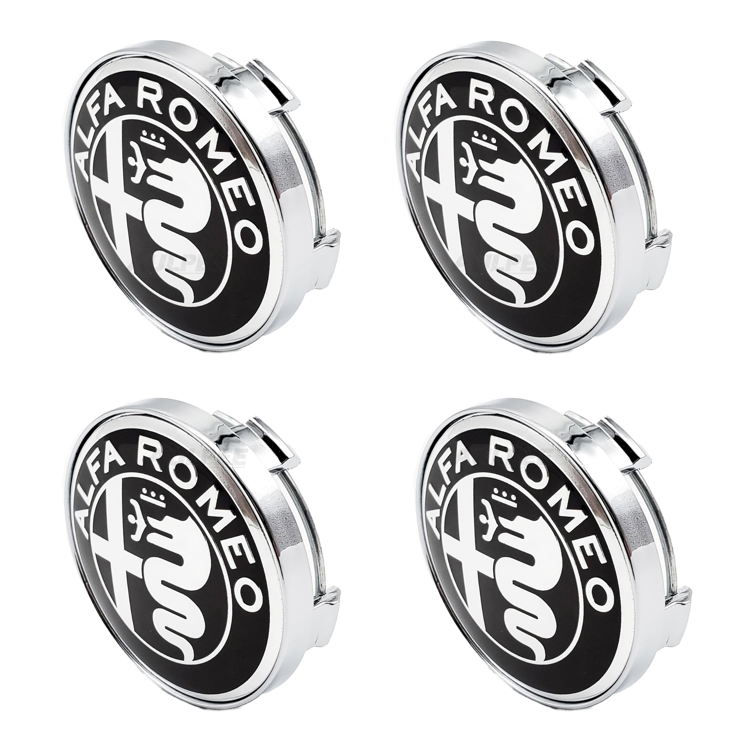Wheel Hub Center Cap Center Logo Emblem Hub Cover 60mm ABS Material Compatible with AIfa Romeo Accessories (Alfa Black Chrome)