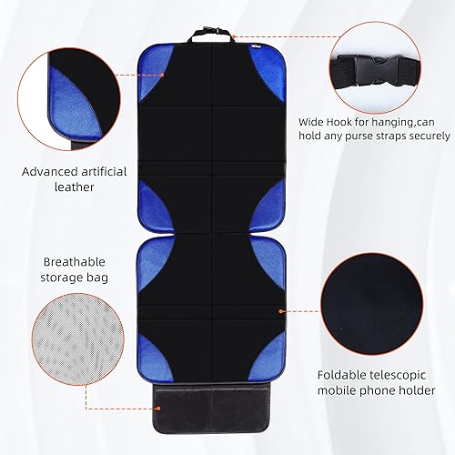 Miniatura 7 de Amooca Protector de asiento de automóvil, tela duradera y cuero para asiento trasero de asiento de automóvil infantil y mascotas, funda de asiento