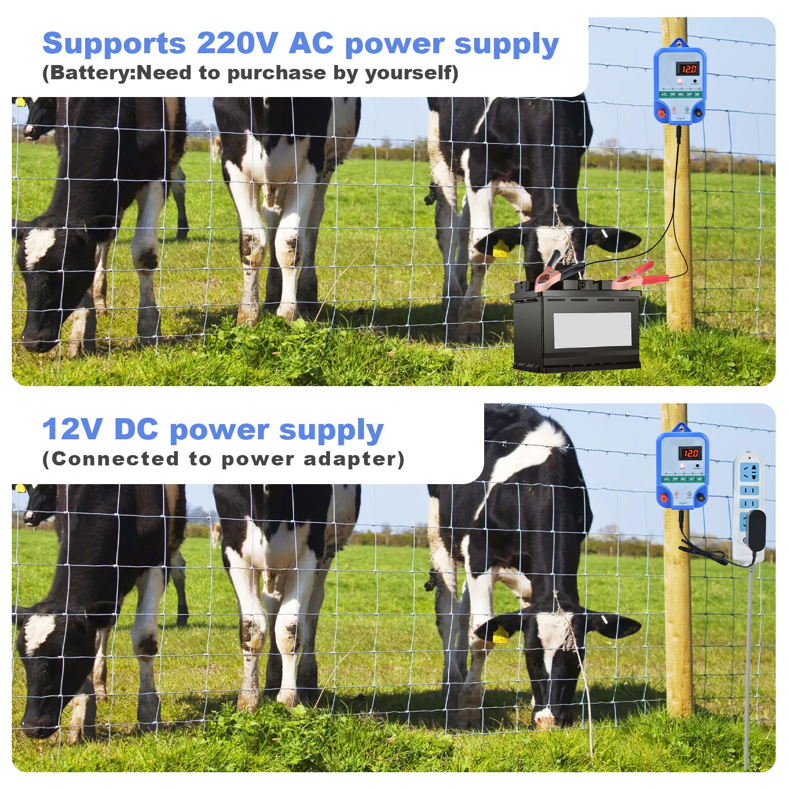 Dispositivo de control para protección de jardines y terrenos de 2 julios de salida de 4 a 15 km, baja impedancia de 12 kV, para aves de corral, ganado, animales de hobby, mascotas, unidad de control