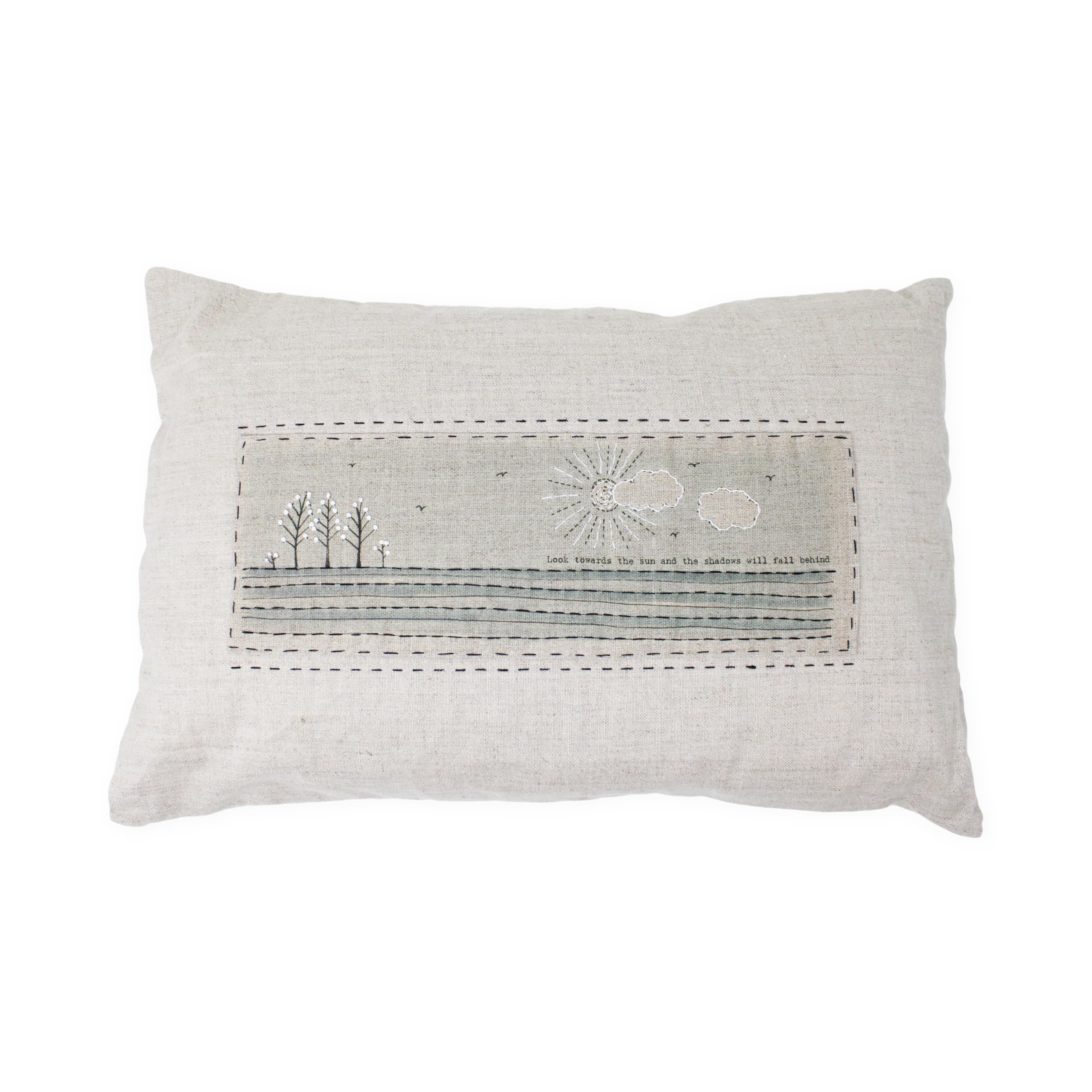 East of India Embroidered Cushion - Look Towards The Sun