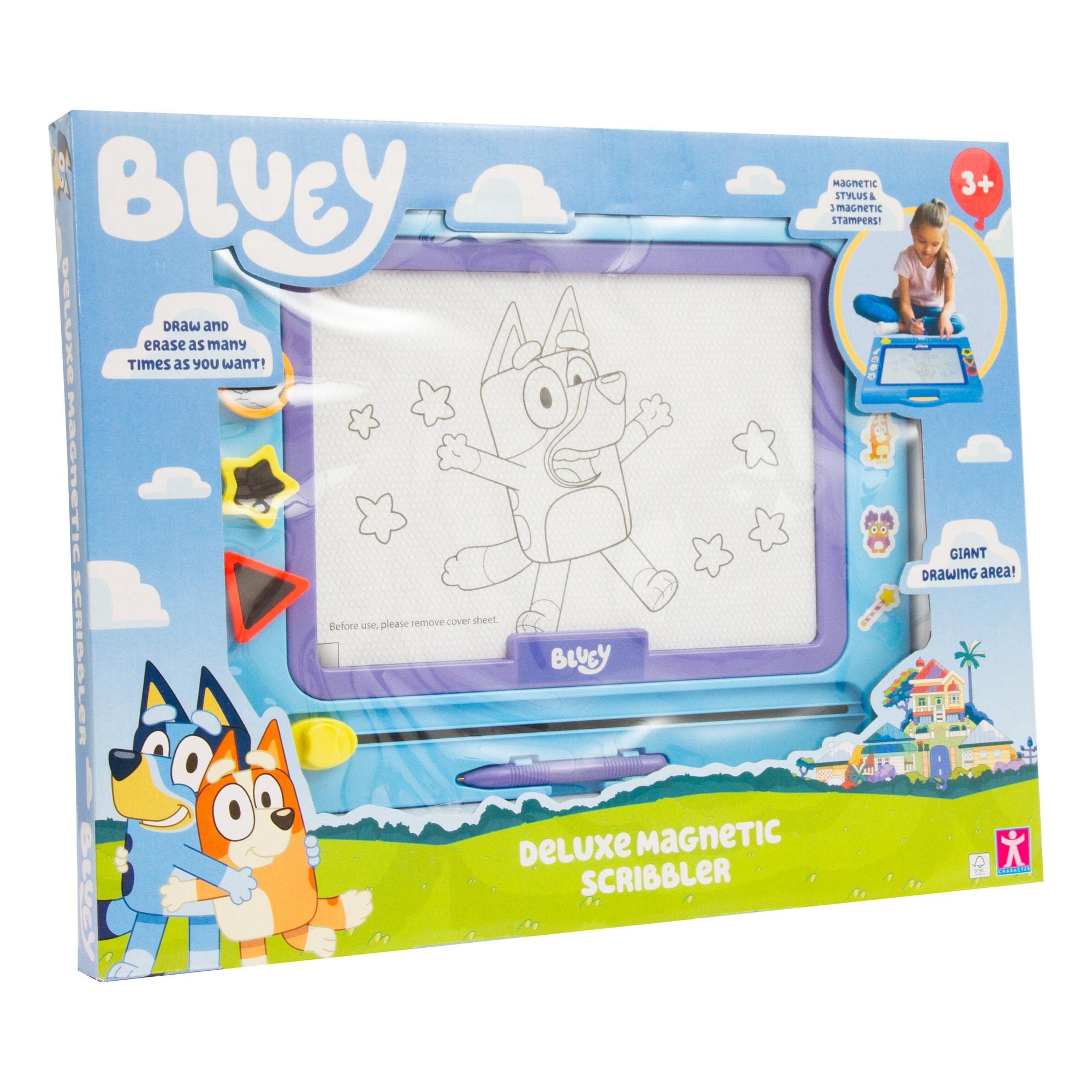 Giochi Preziosi - Bluey Giant Magnetyczna Tablica Do Rysowania Ulubionych Postacie Z Serii, Zawiera Trzy Śliczne Magnesy, Dla Dzieci Od 3 Lat, Bly17000