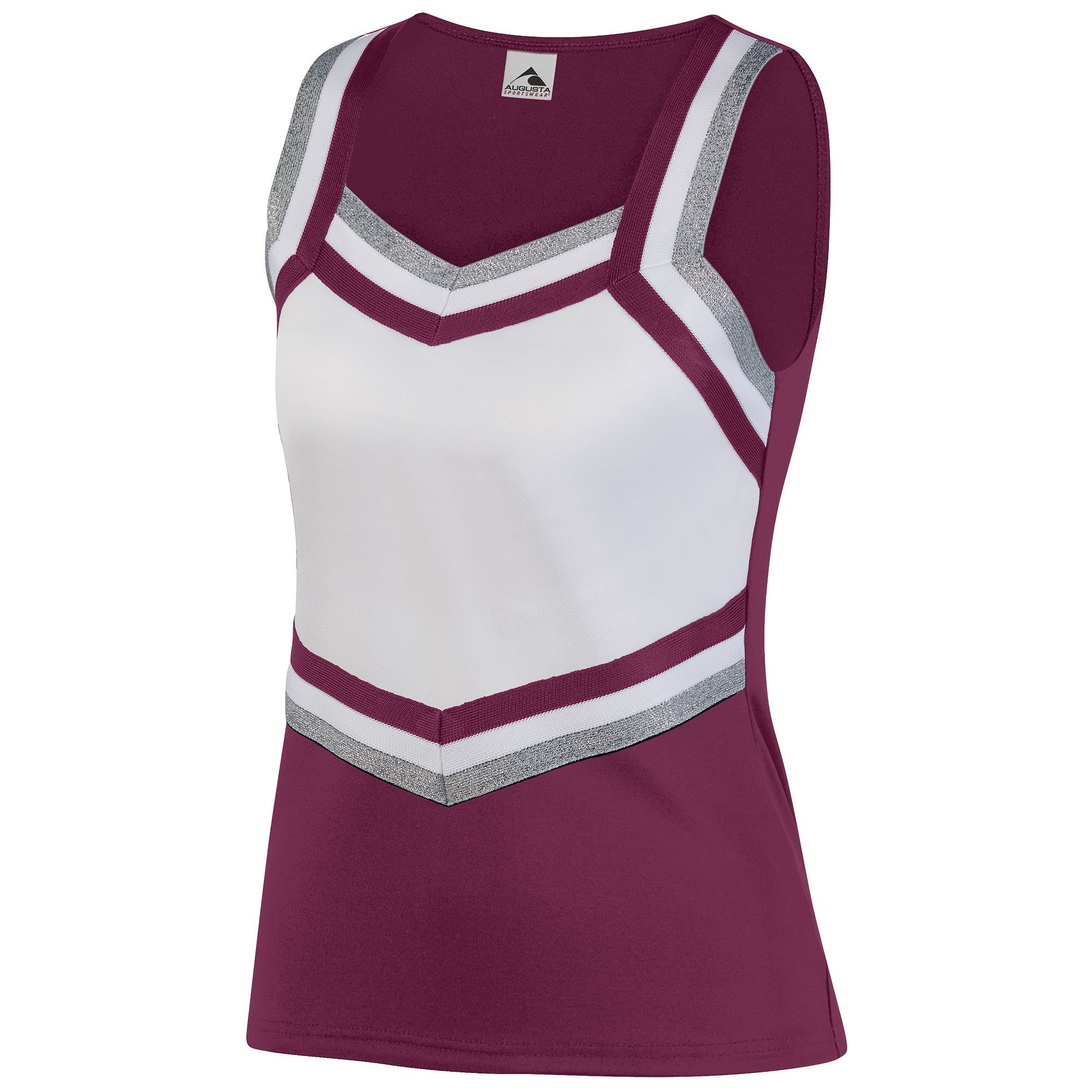 Augusta Sportswear Girls' Medium 9141, Maroon/White/Metallic Silver