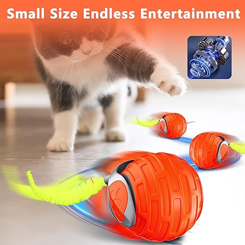 Miniatura 2 de Juguetes para gatos, pelota interactiva para gatos aburridos de interior, rodamiento automático, resistente a caídas y evitar obstáculos, 2 modos de