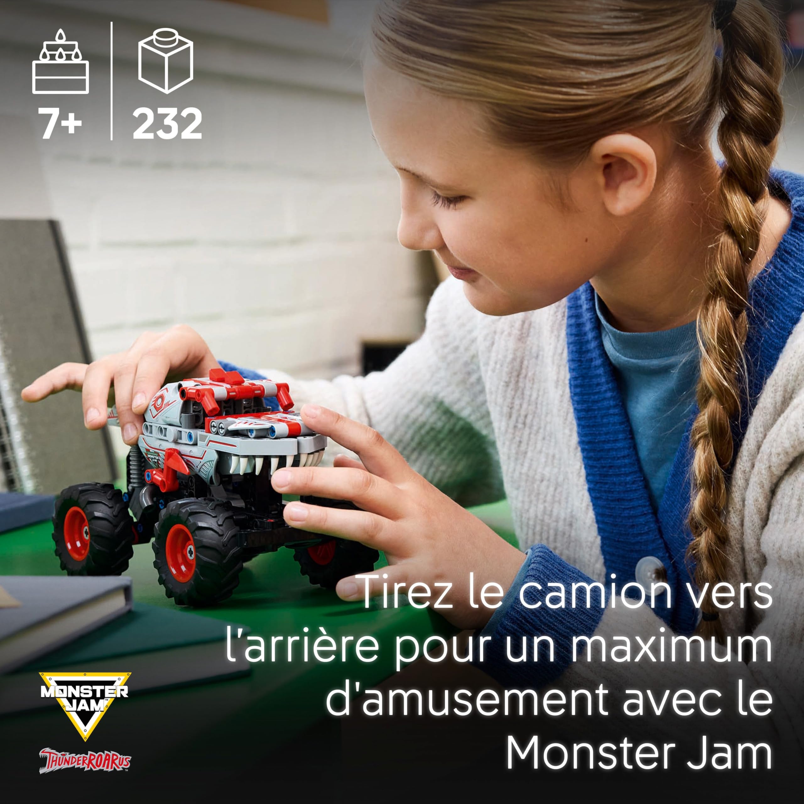 LEGO Technic Monster Jam ThunderROARus à rétrofriction - Maquette de Camion Dinosaure pour garçon et Fille dès 7 Ans - Jeu créatif et idée Cadeau pour Amateurs de Voitures et de mécanique 42200