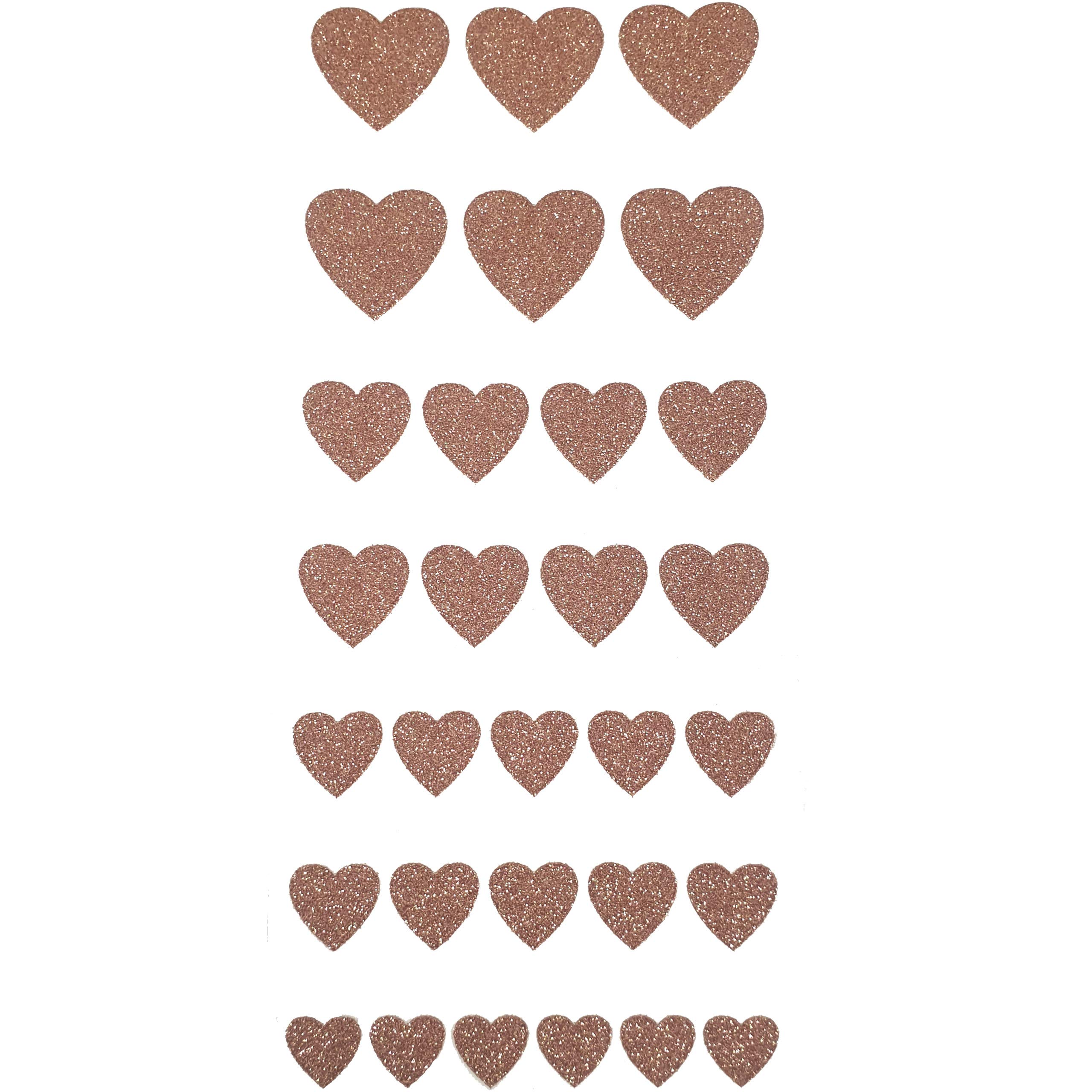 Pebble Eleven Rose Heart Stickers – Self Adhesive Craft Sticker Hearts (30, 12-25Mm Glitter )