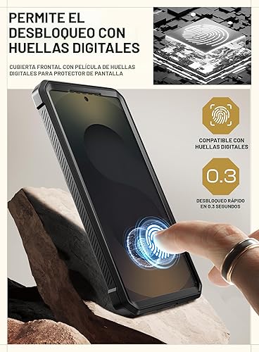 Miniatura 7 de SUPCASE Funda para Samsung Galaxy S25 Ultra con soporte (Unicorn Beetle Pro), 2 marcos frontales protector de pantalla integrado y clip para