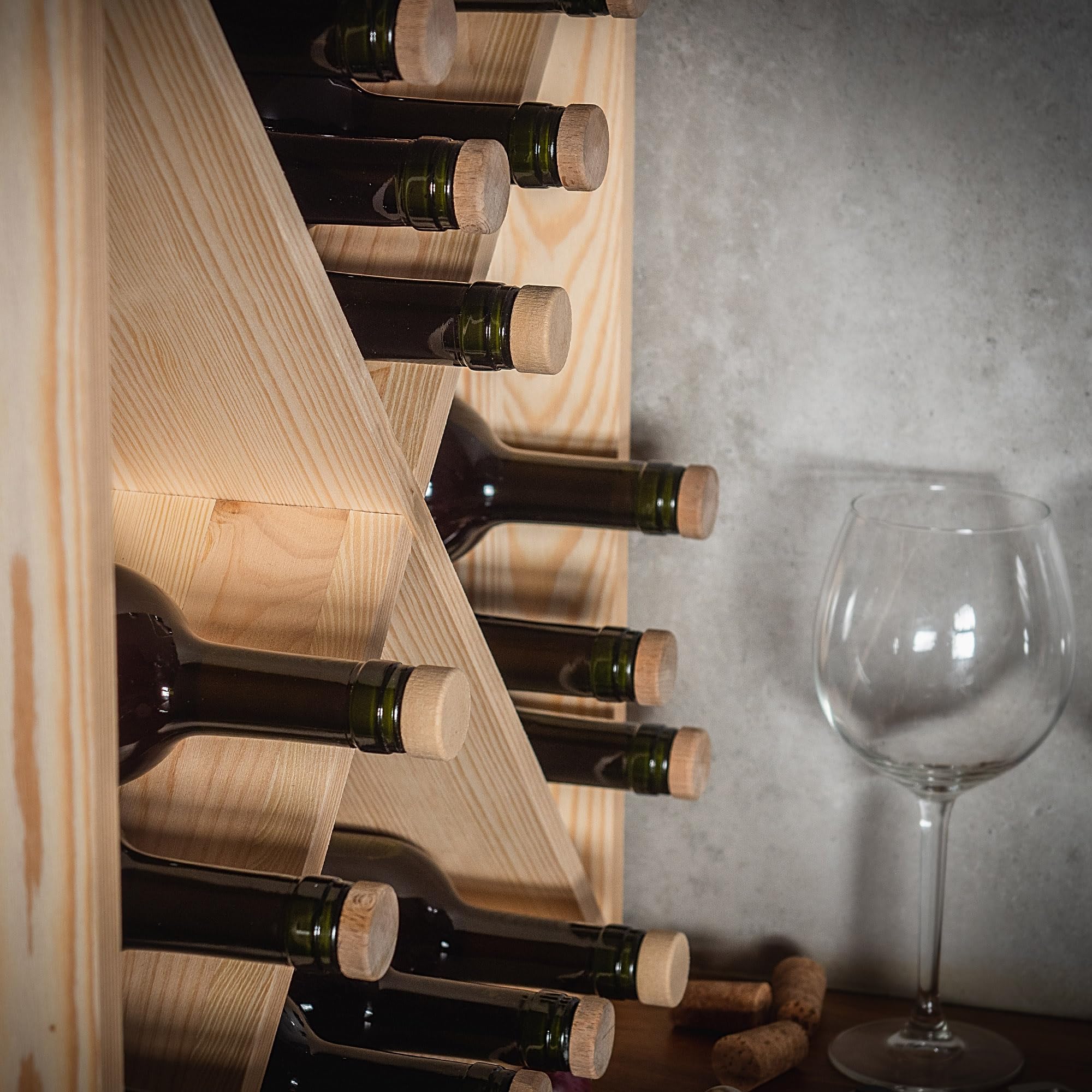 KADAX Cantinetta in legno per vino, 52 x 25,5 x 52 cm, grande scaffale per numerose bottiglie, supporto rustico, scaffale poco ingombrante, armadietto stabile