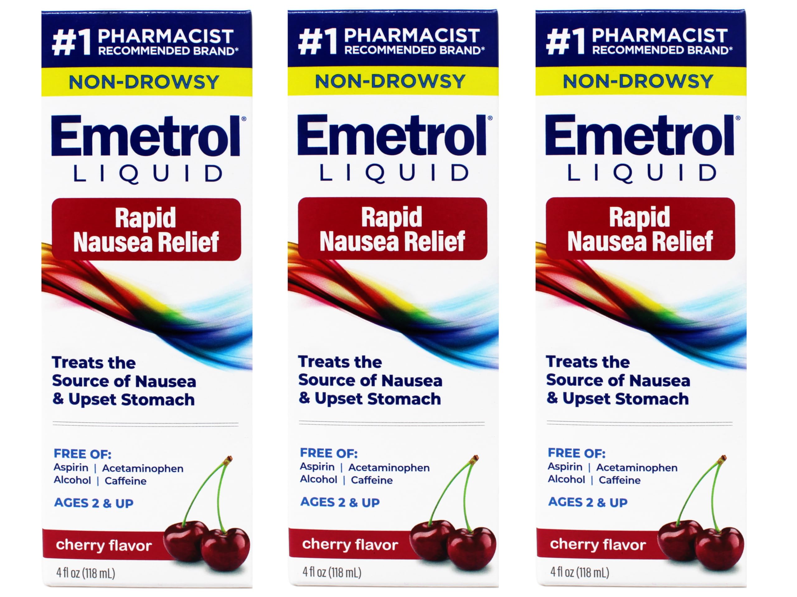 Emetrol Cherry Flavor Liquid, 4oz. Per Bottle (3 Pack)