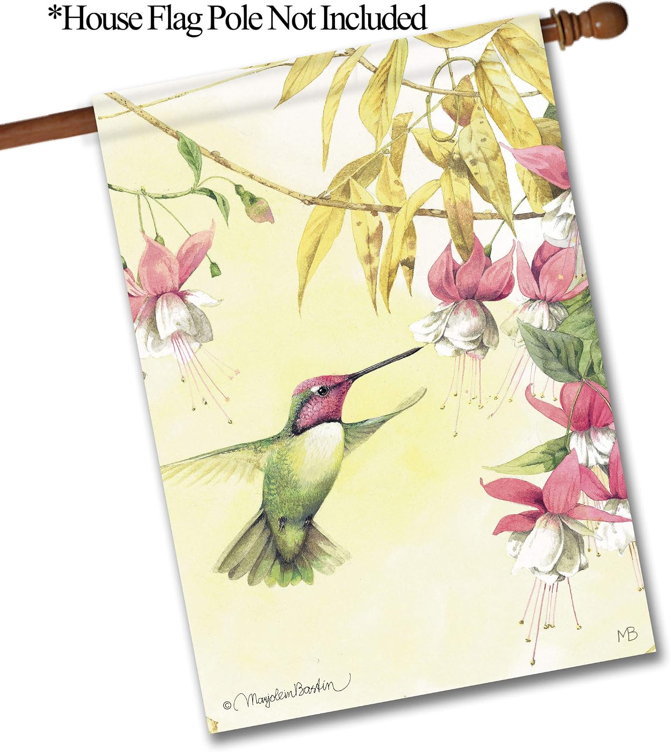 Flagology.com, Marjolein Bastin, Whispers of A Hummingbird – House Flag 28" x 40", Outdoor/Indoor, Exclusive Premium Fabric, Spring