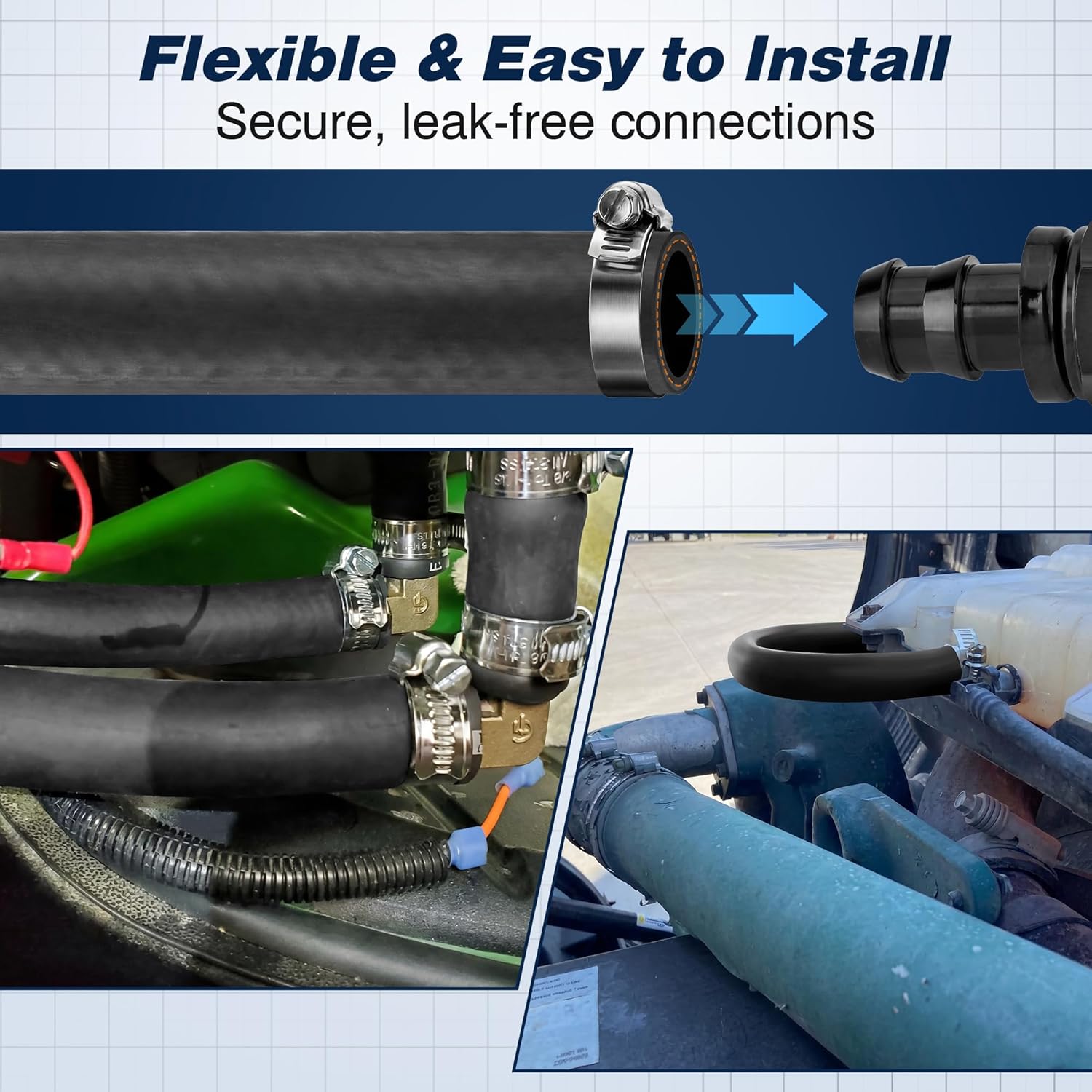 10FT 1/4" Heater Hose with 4 Clamps, EPDM Rubber Coolant Hose for Car Engine & Radiator, High Pressure 100PSI, 1/4 Heater Line Automotive