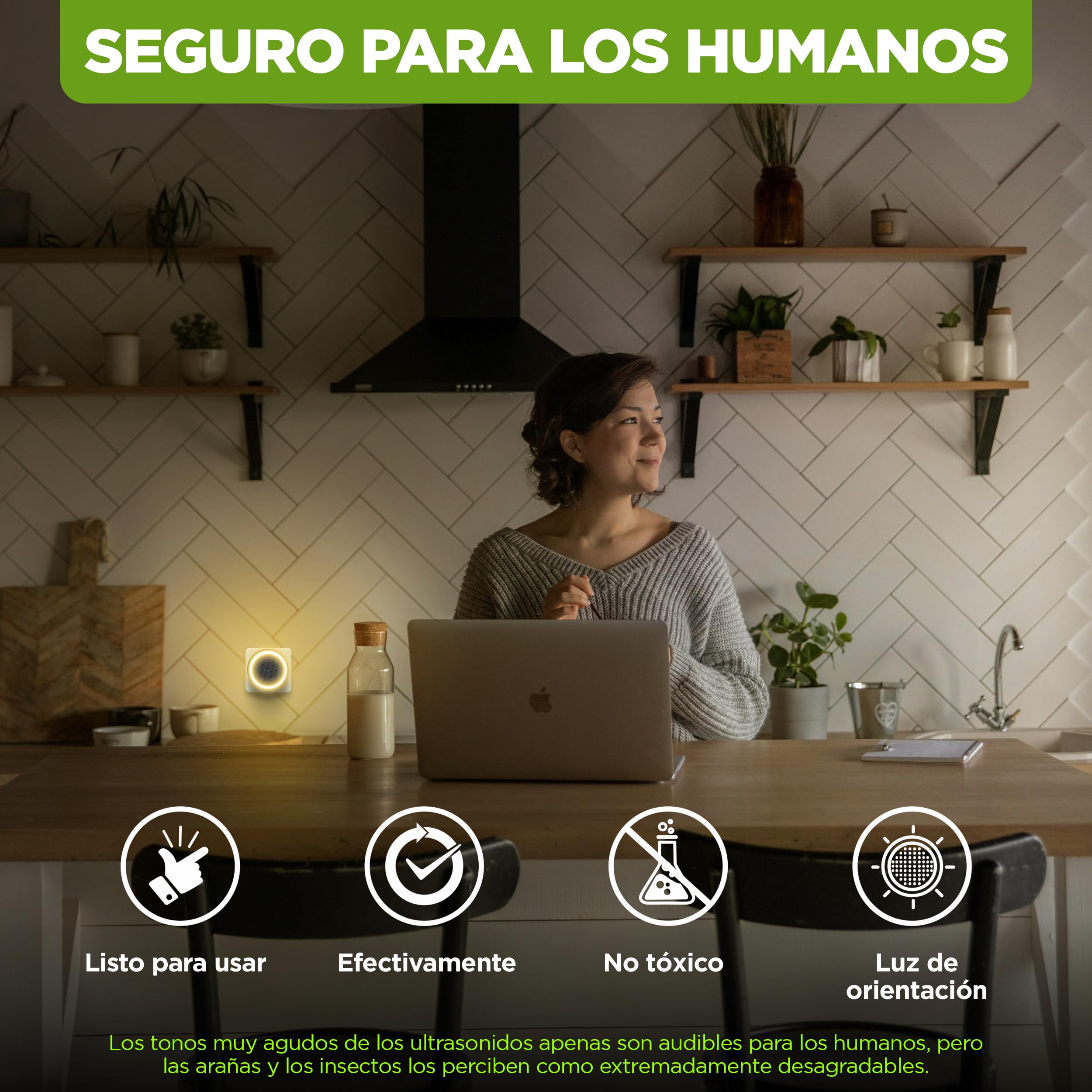 ISOTRONIC – Repelente ultrasónico de plagas para arañas, cucarachas, chinches y ácaros – Repelente de plagas con luz de orientación – Repelente de ácaros con un Alcance Efectivo de 30 m² (2 Unidades)