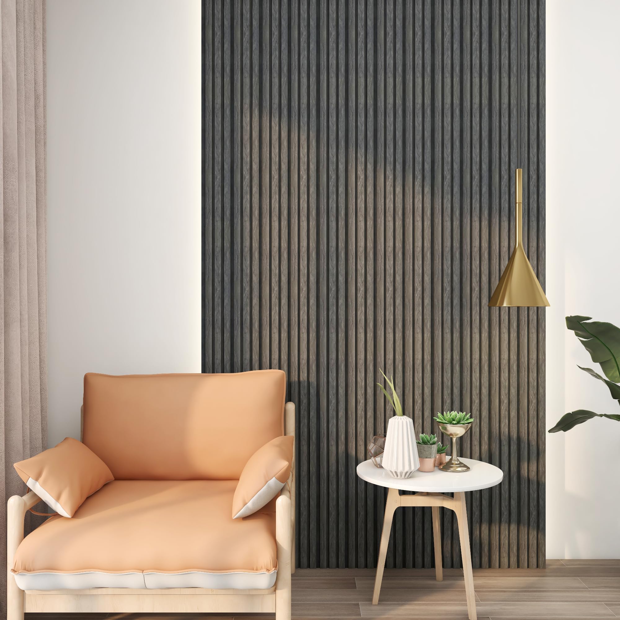 NEU.HOLZ Panel de Pared 3D Brunssum Juego de 8 Paneles Decorativos para Pared de Listones para Salón Dormitorio Oficina Cortar a Medida Poliestireno 195 x 12,2 x 1,2 cm - Efecto Mármol Gris