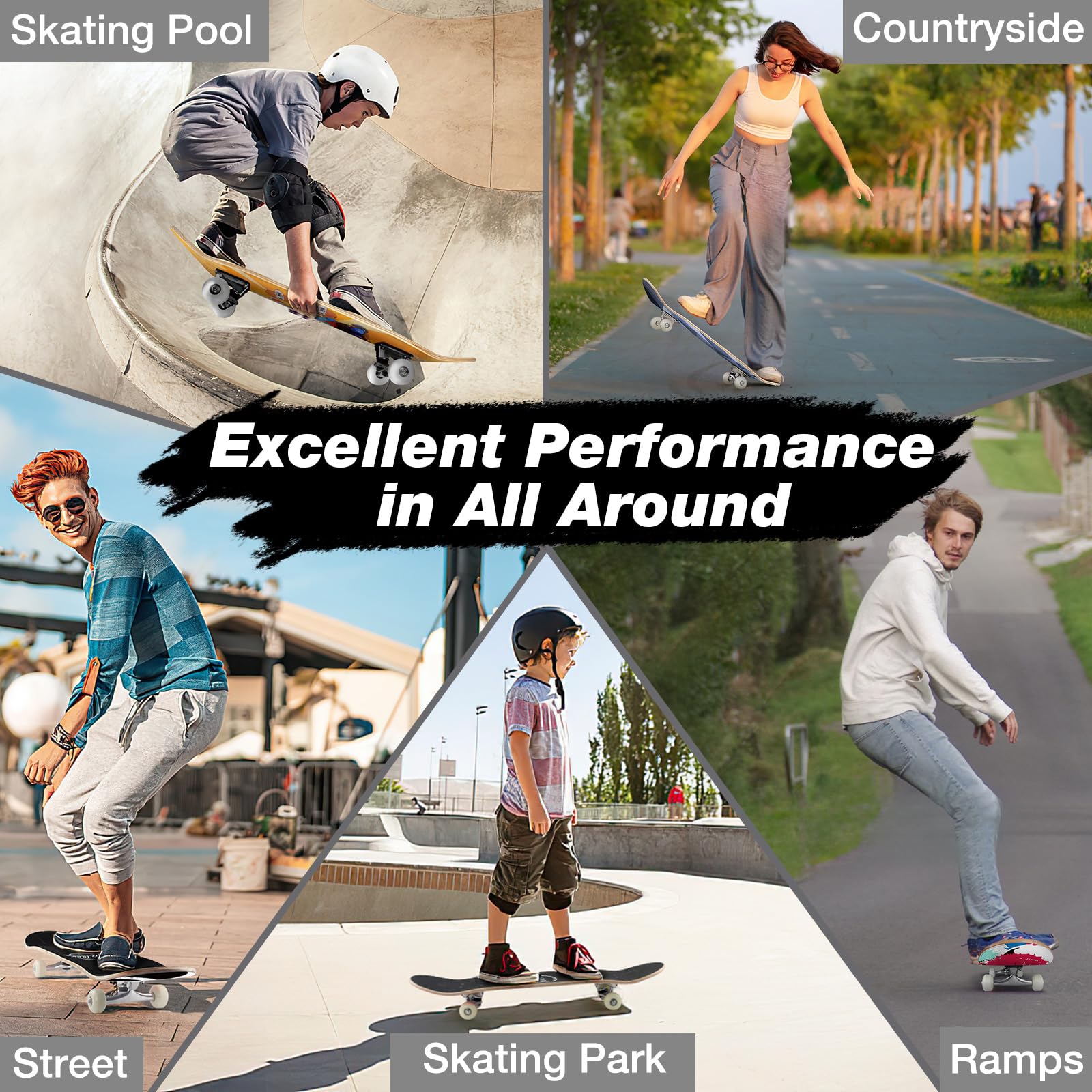 BELEEV Skateboards 31x8 para Principiantes, Niños, Adolescentes y Adultos, Completo Pro Cruiser Skateboard para Niña Niño, Arce Canadiense de 7 Capas, Doble Bandeja Cóncava, con Herramienta en T