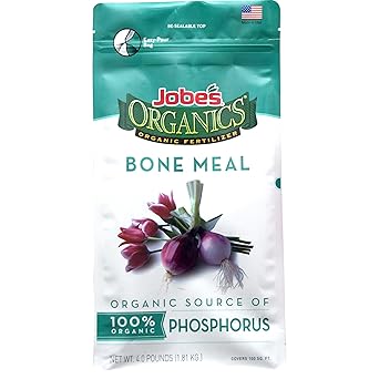 Jobe's Organics Bone Meal Fertilizer 2-14-0 Organic Phosphorous Fertilizer for Vegetables, Tubers, Flowers and Bulbs, 4 Pound Bag